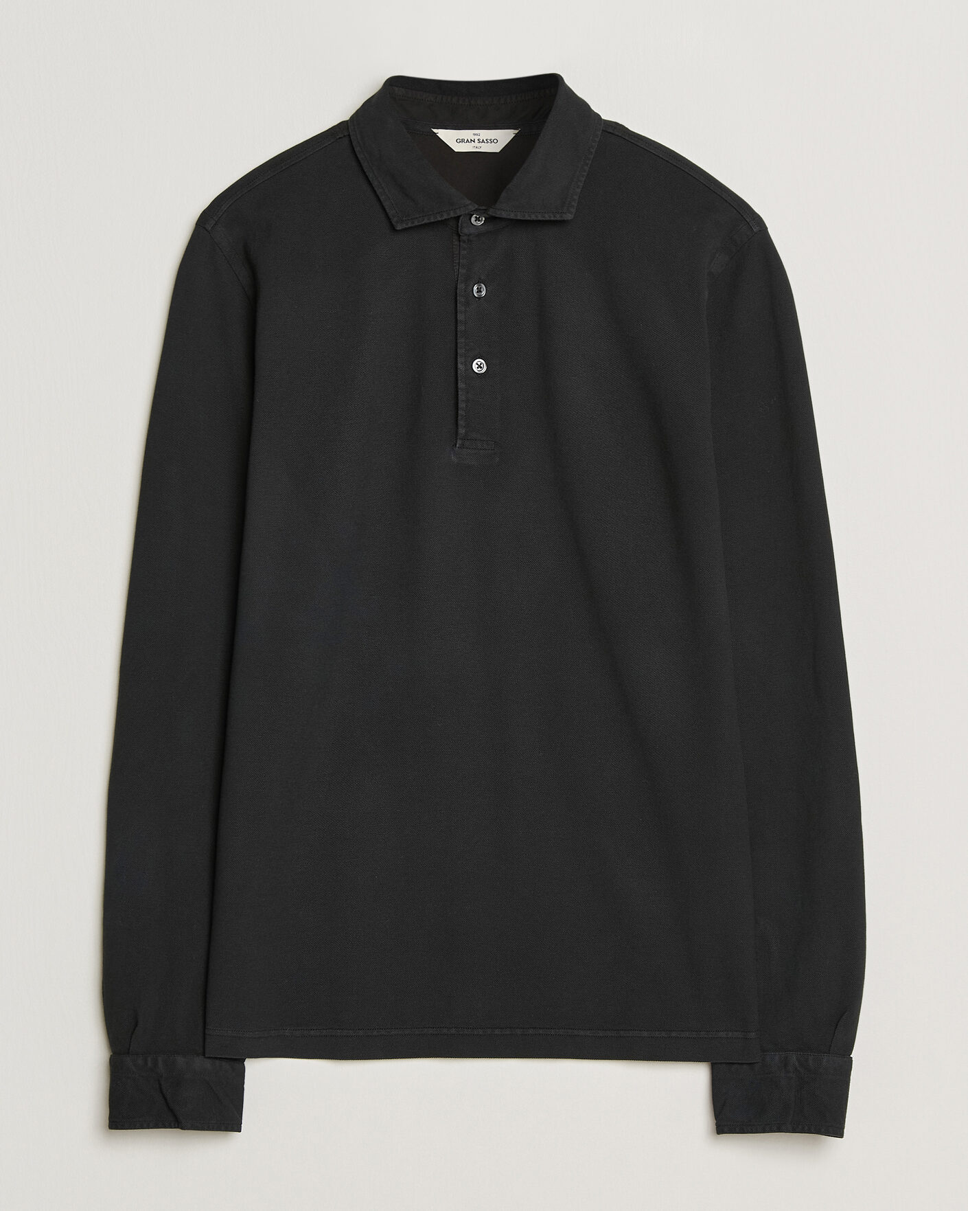 Herre | Polotrøjer | Gran Sasso | Washed Long Sleeve Polo Black