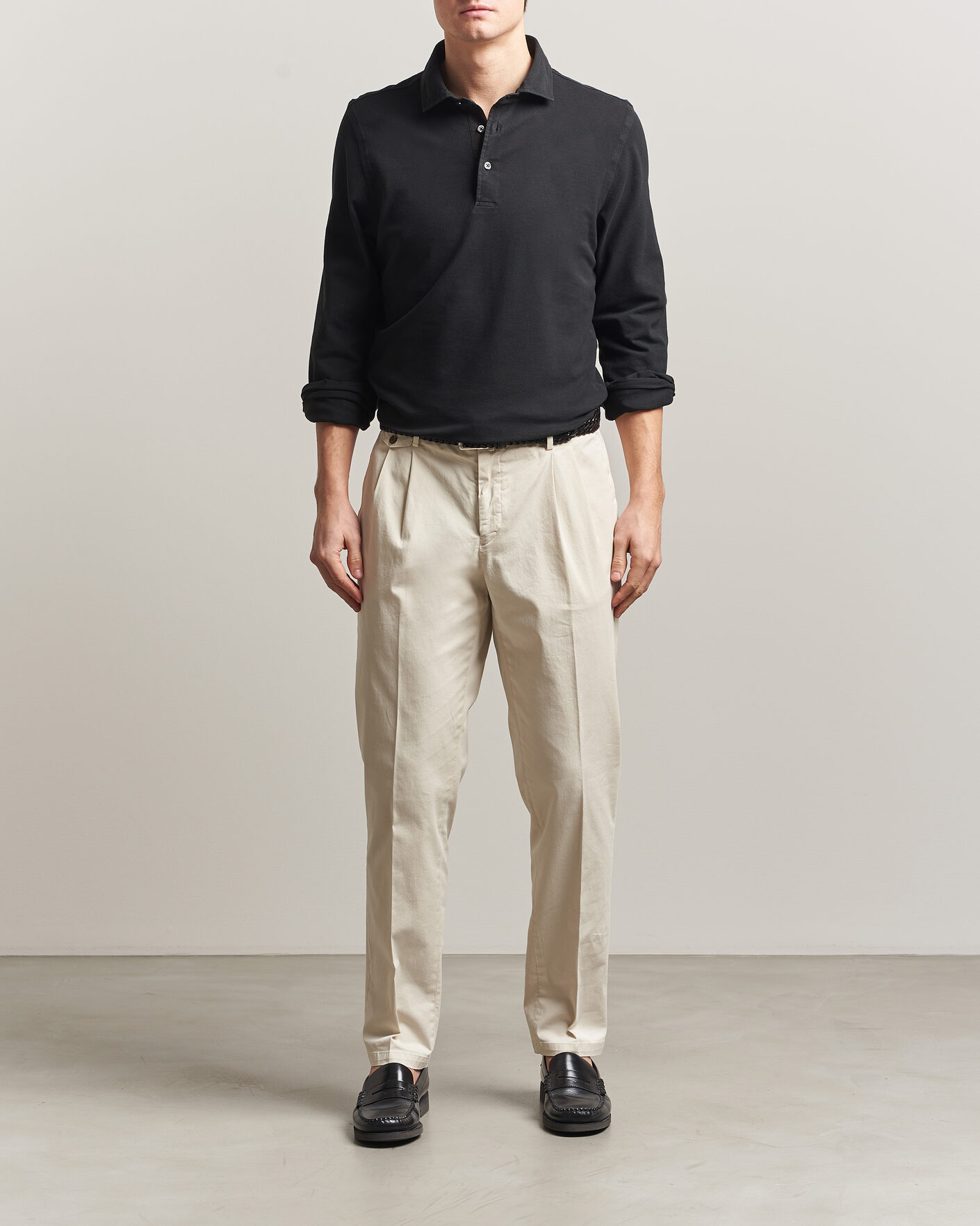 Herre | Polotrøjer | Gran Sasso | Washed Long Sleeve Polo Black
