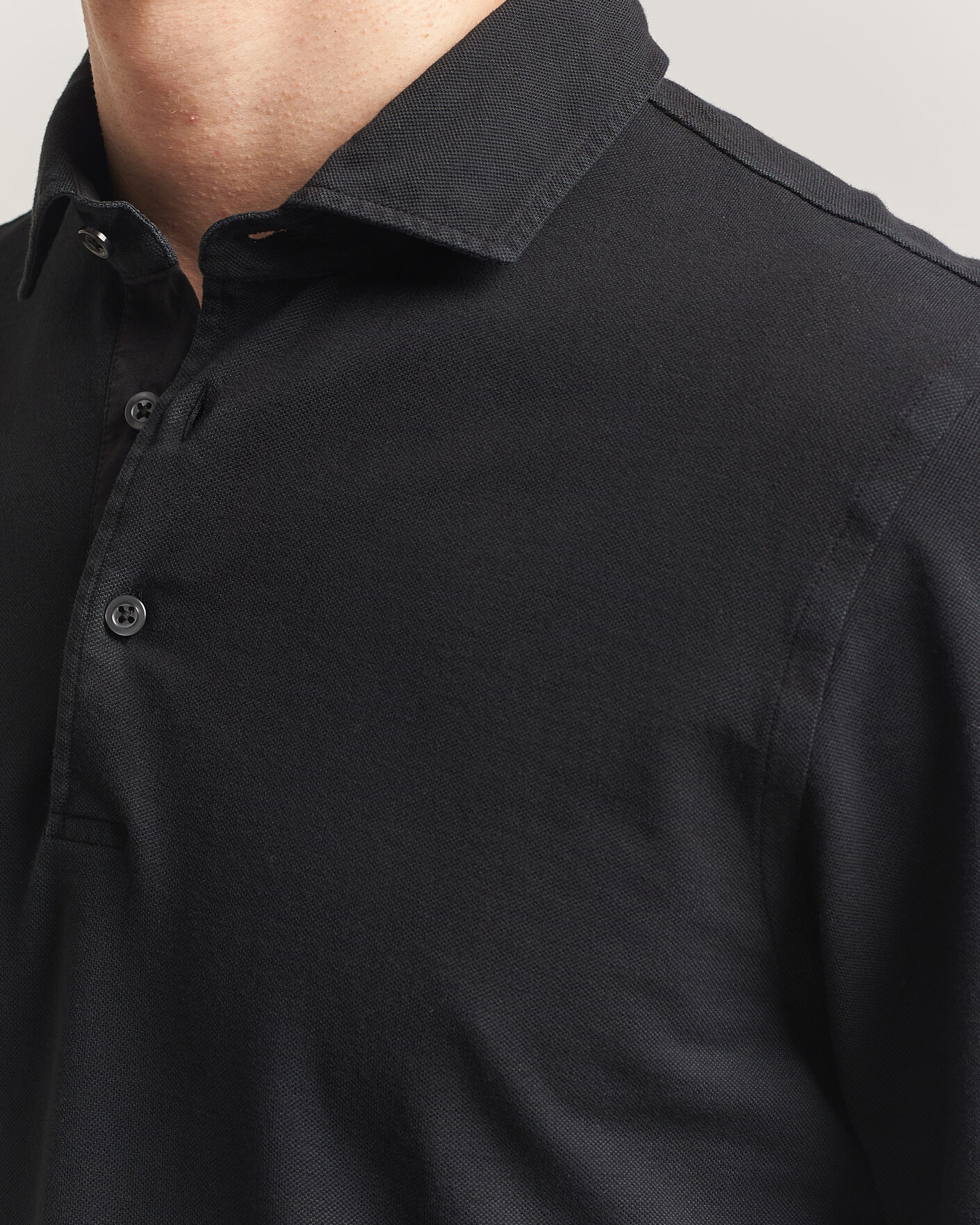 Herre | Polotrøjer | Gran Sasso | Washed Long Sleeve Polo Black