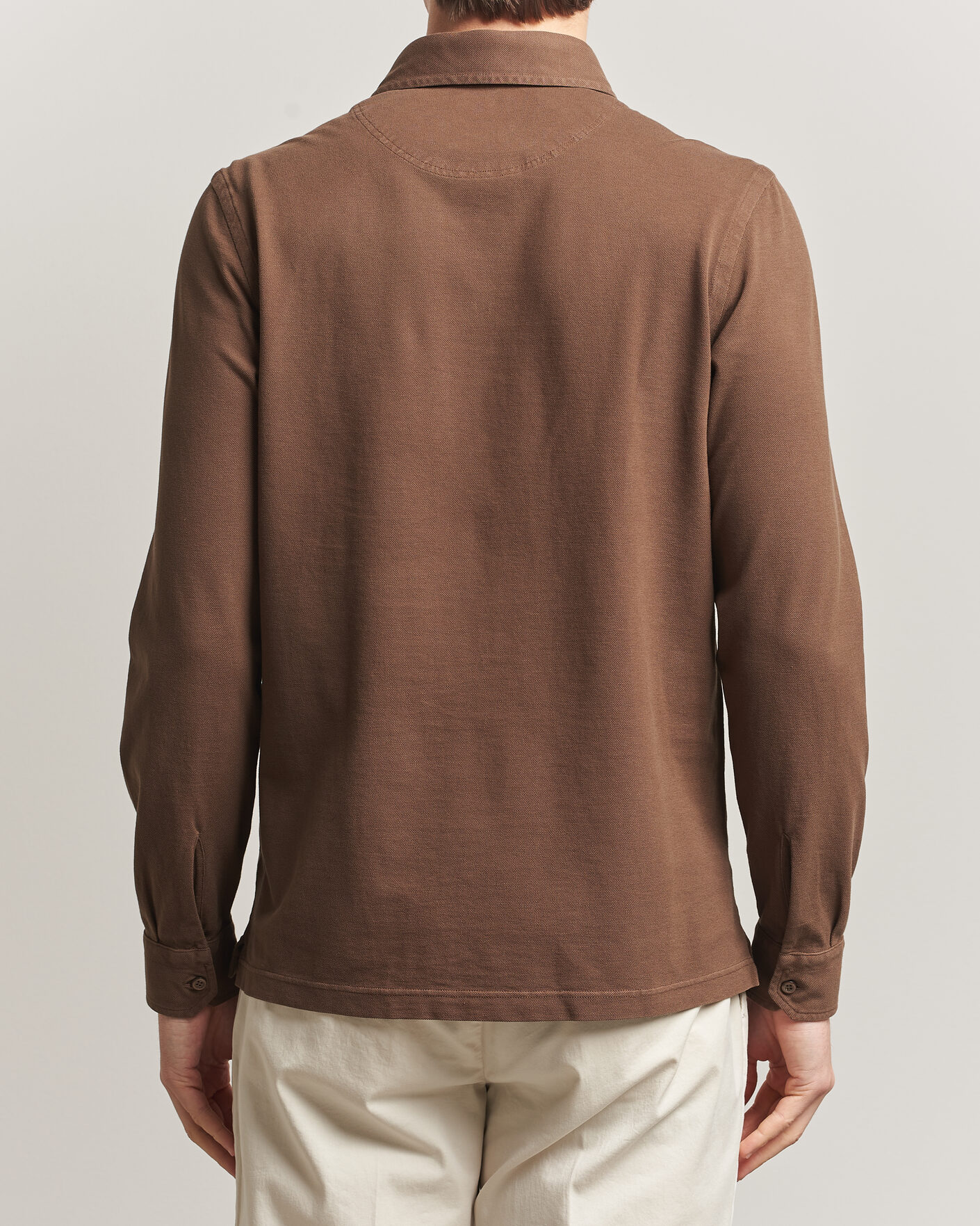 Herre | Polotrøjer | Gran Sasso | Washed Long Sleeve Polo Brown