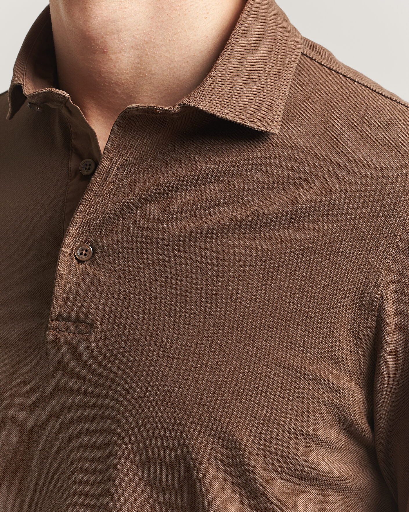 Herre | Polotrøjer | Gran Sasso | Washed Long Sleeve Polo Brown