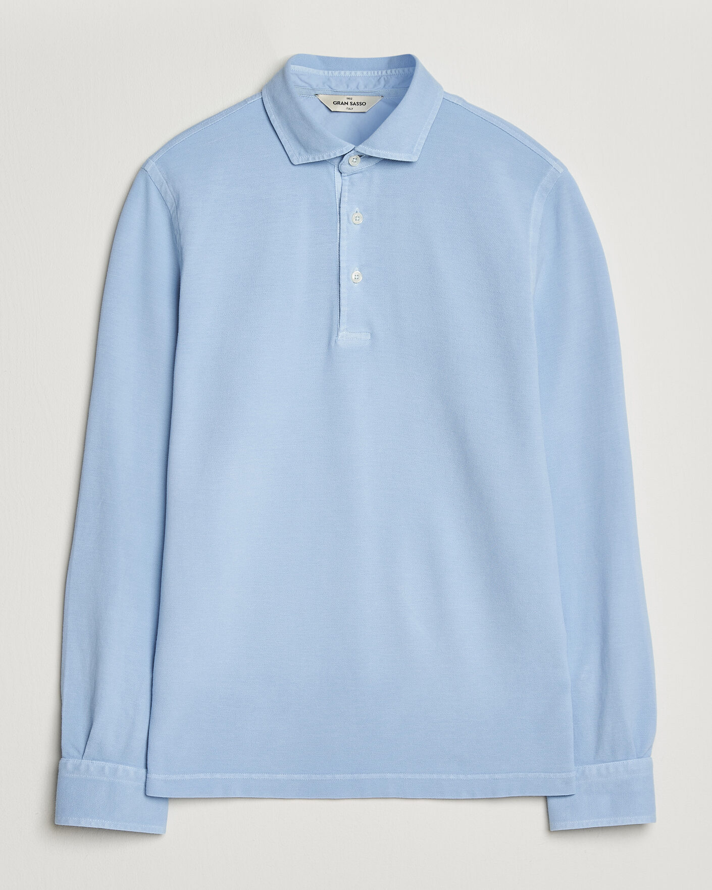 Herre | Polotrøjer | Gran Sasso | Washed Long Sleeve Polo Light Blue
