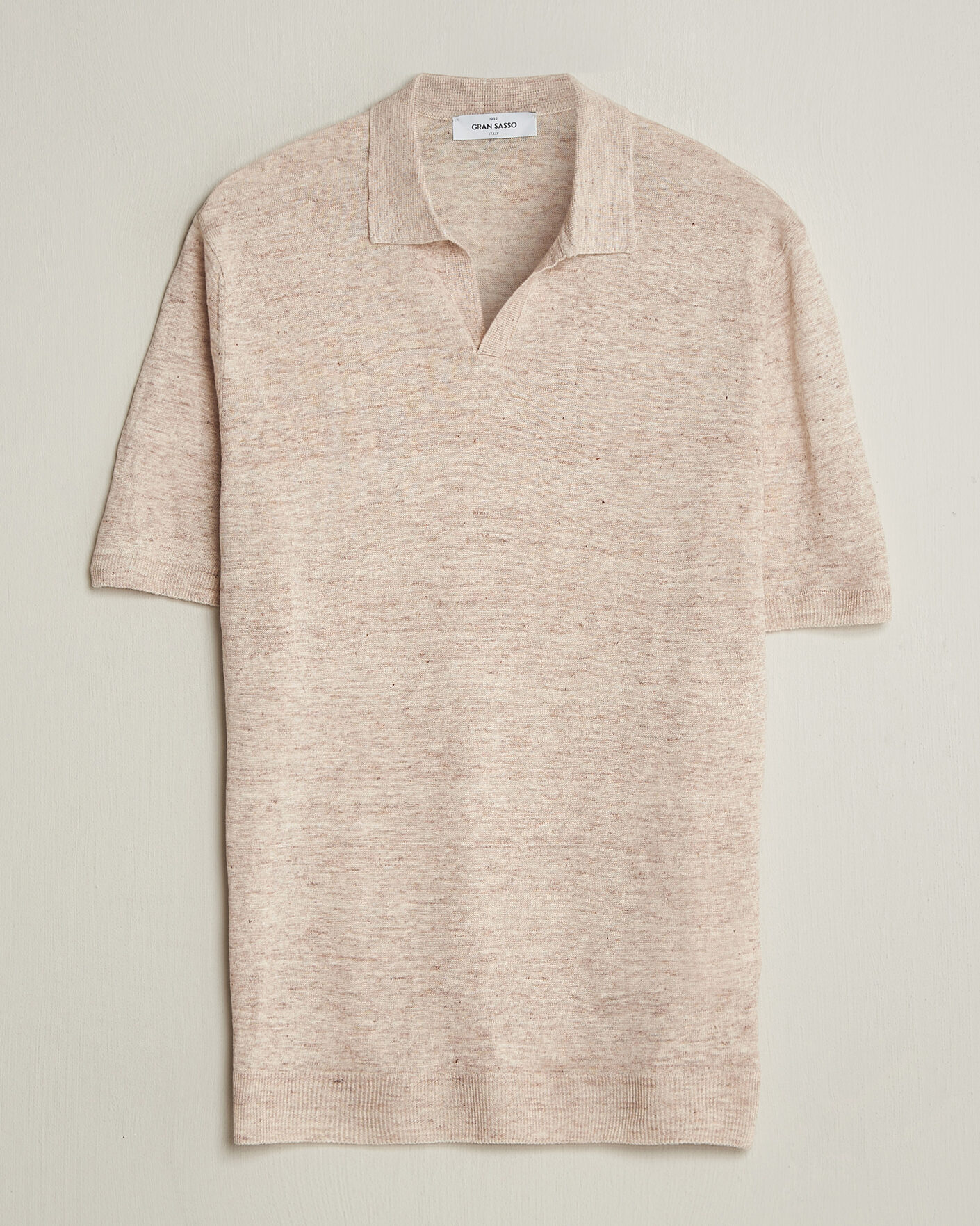 Herre | Polotrøjer | Gran Sasso | Washed Knitted Linen Polo Beige Melange