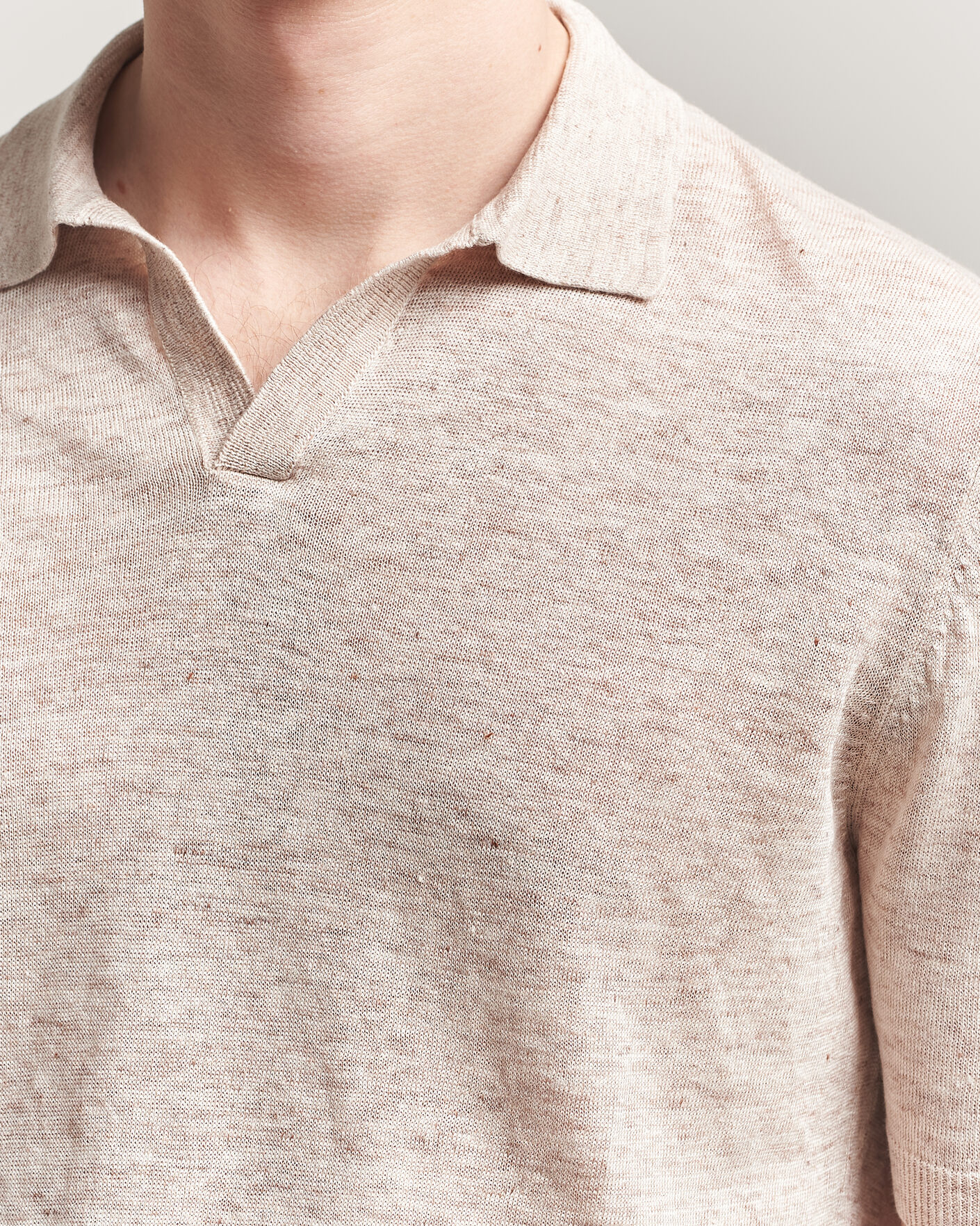 Herre | Polotrøjer | Gran Sasso | Washed Knitted Linen Polo Beige Melange