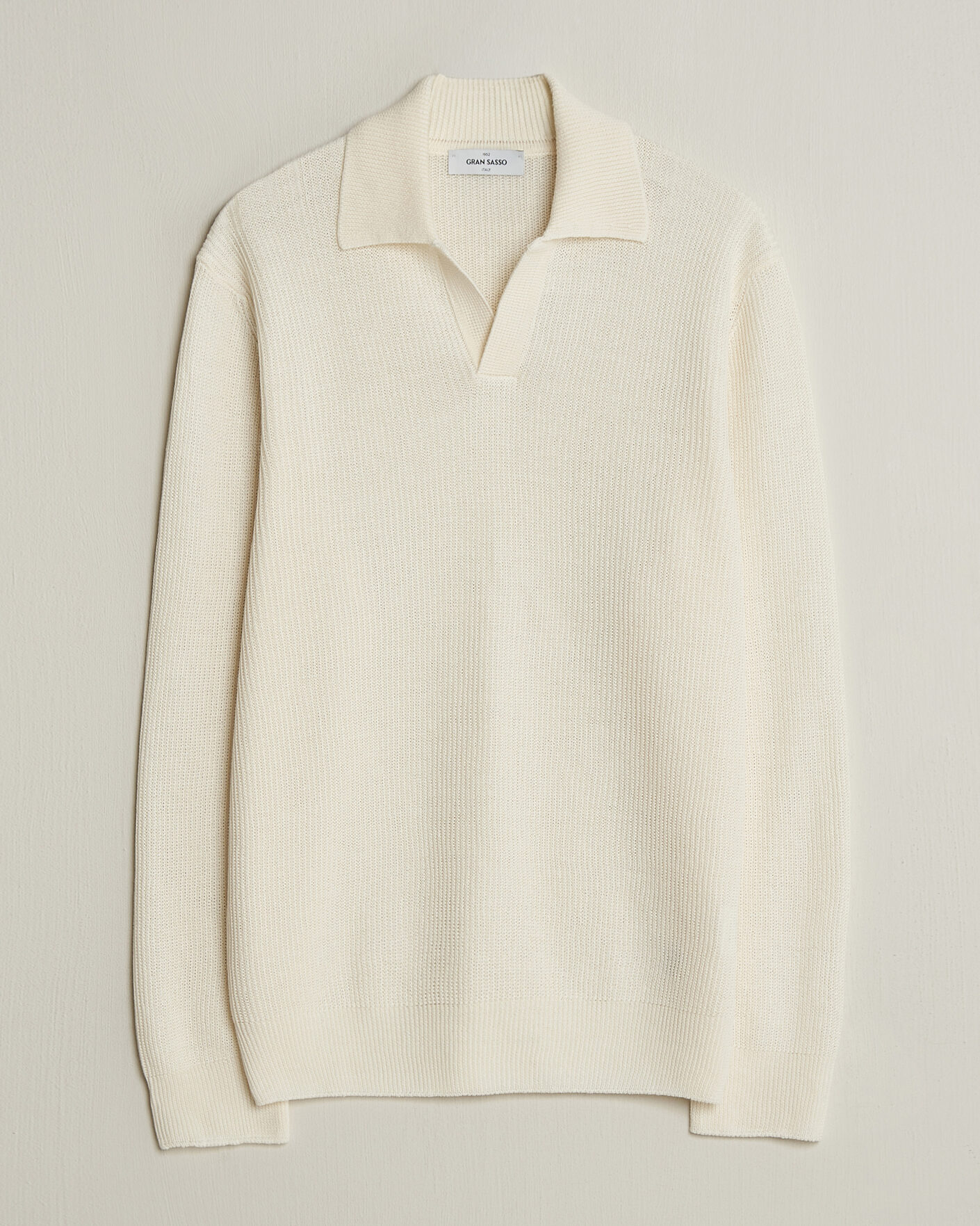 Herre | Trøjer | Gran Sasso | Linen/Cotton Open Collar Knitted Polo Cream