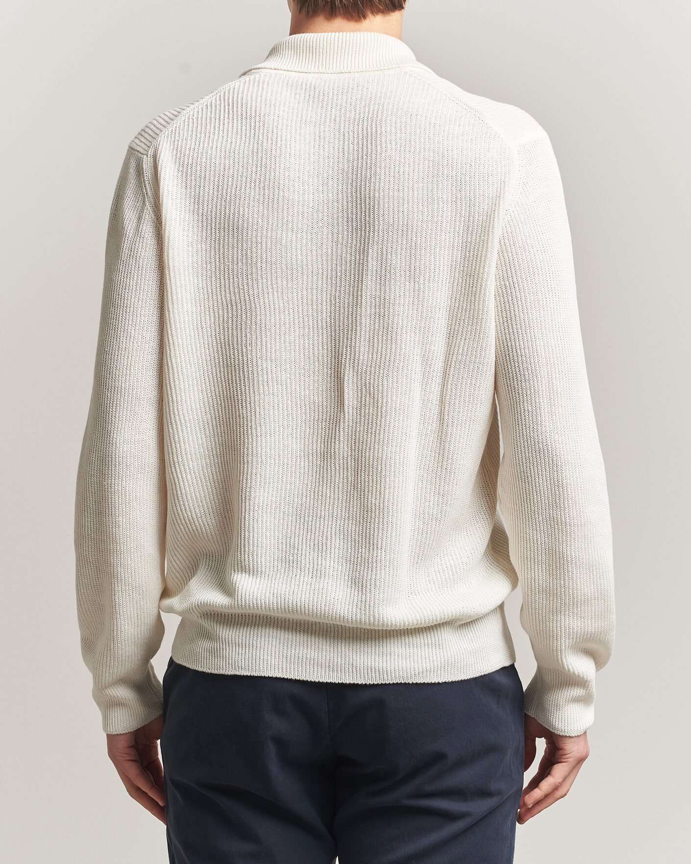 Herre | Trøjer | Gran Sasso | Linen/Cotton Open Collar Knitted Polo Cream