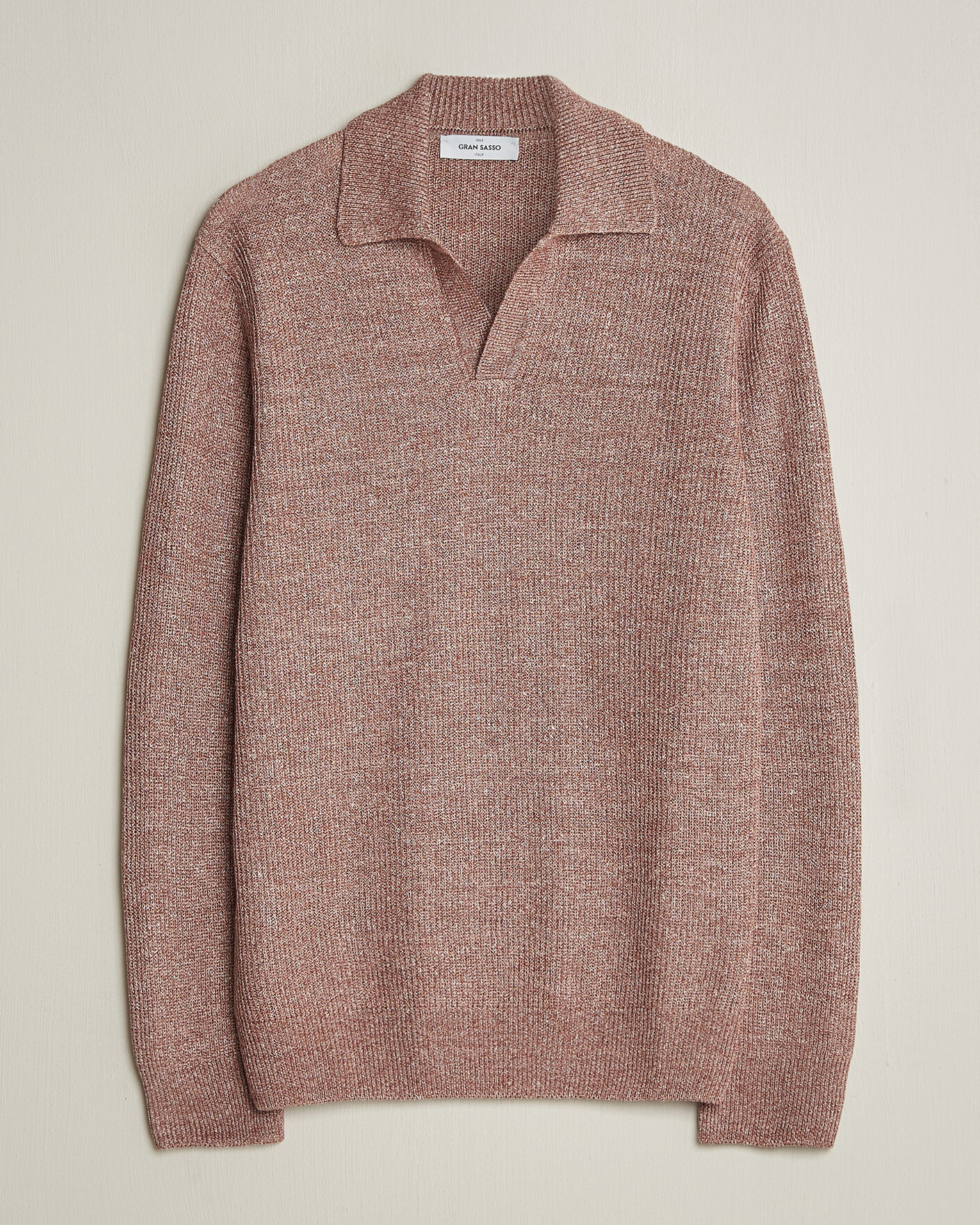 Herre | Trøjer | Gran Sasso | Linen/Cotton Open Collar Knitted Polo Rust Melange