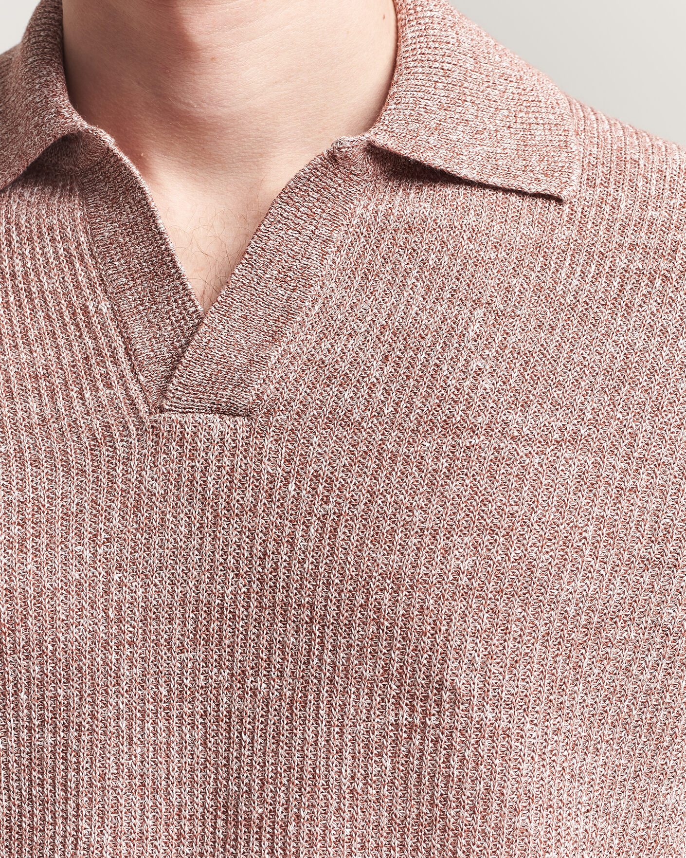 Herre | Trøjer | Gran Sasso | Linen/Cotton Open Collar Knitted Polo Rust Melange