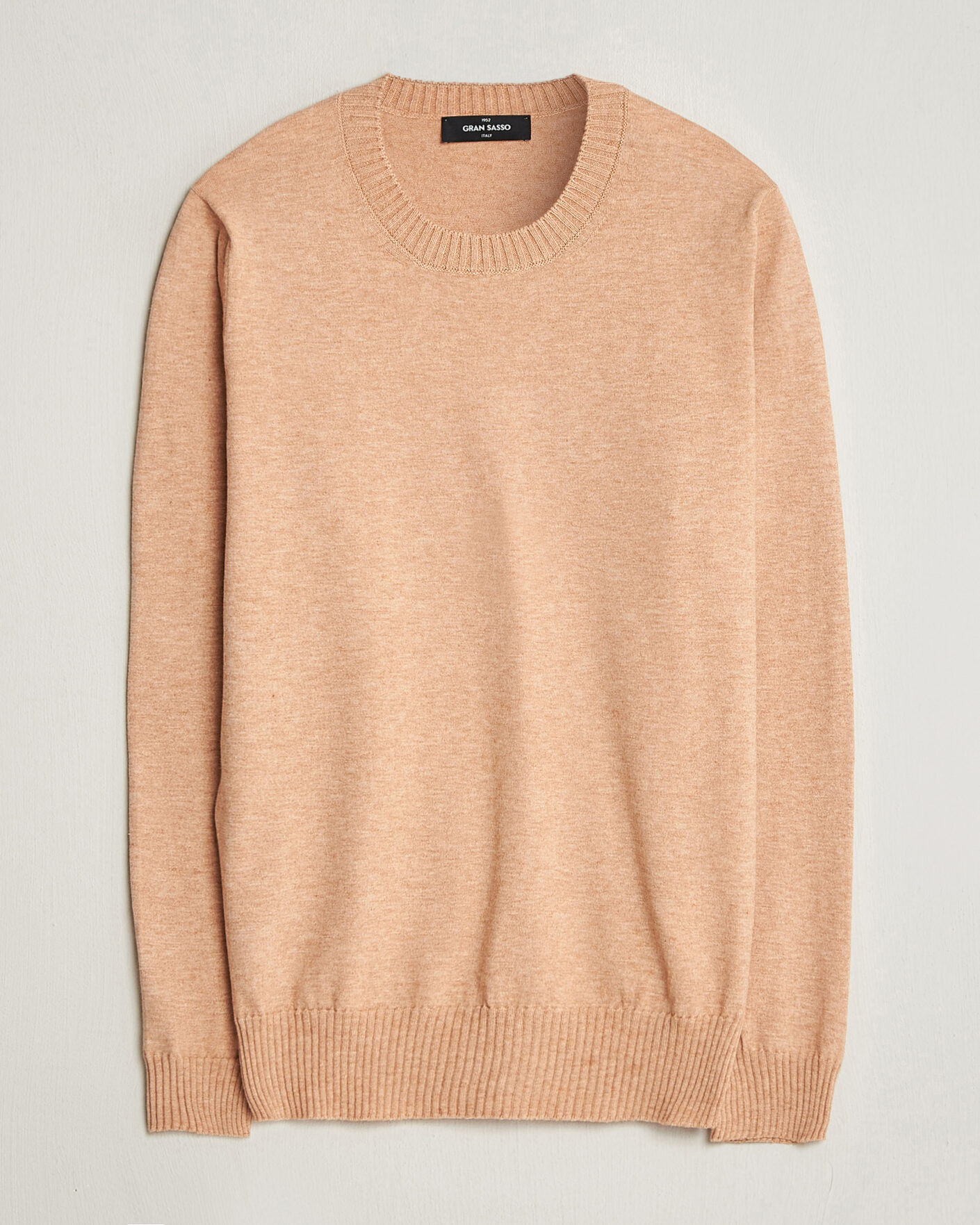 Herre | Trøjer | Gran Sasso | Cotton/Cashmere Knitted Crew Neck Sweater Apricot Orange Melange