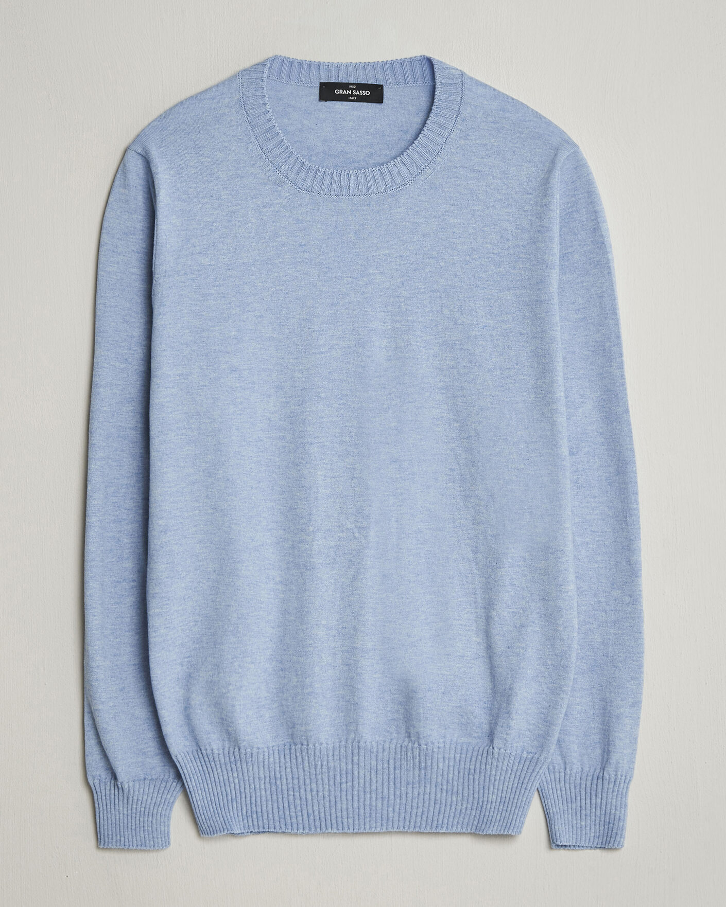 Herre | Trøjer | Gran Sasso | Cotton/Cashmere Knitted Crew Neck Sweater Blue Melange