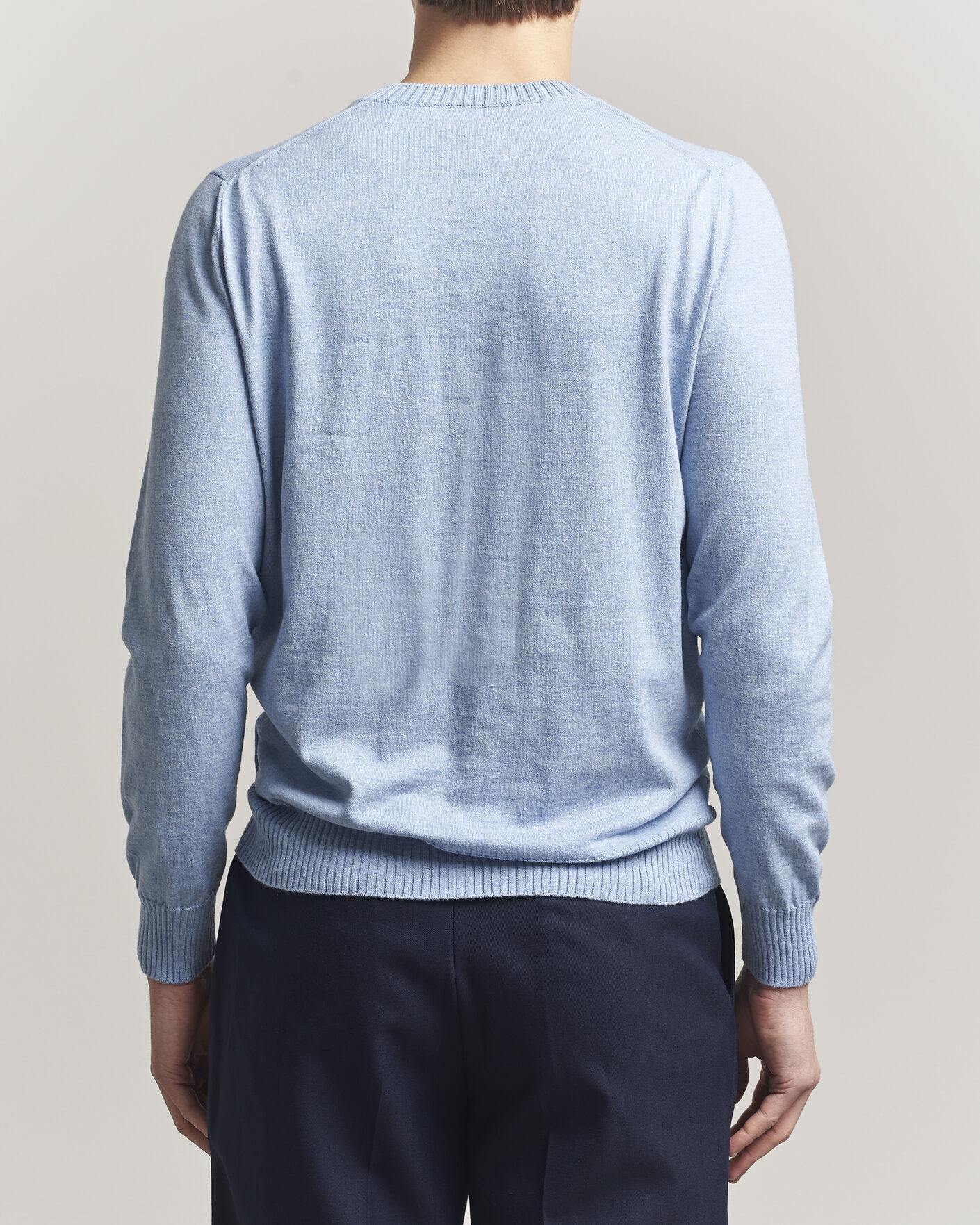 Herre | Trøjer | Gran Sasso | Cotton/Cashmere Knitted Crew Neck Sweater Blue Melange