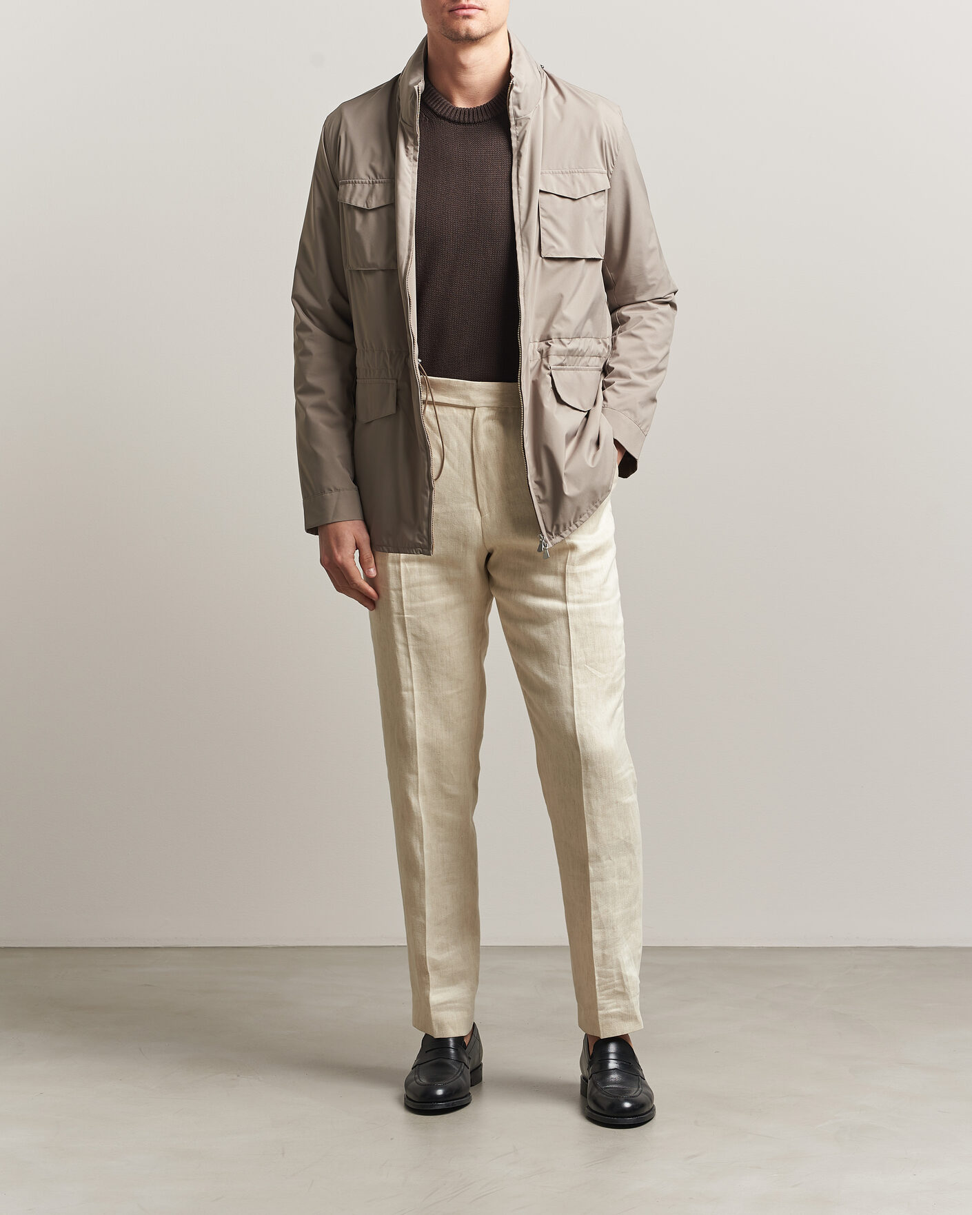 Herre | Jakker | Gran Sasso | Nylon Field Jacket Beige