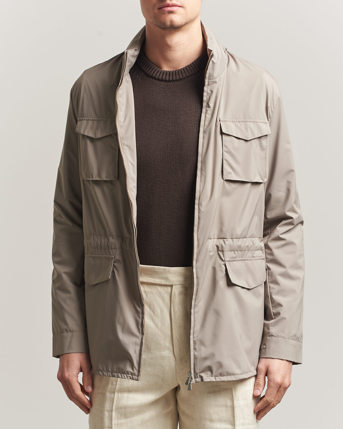 Herre | Jakker | Gran Sasso | Nylon Field Jacket Beige