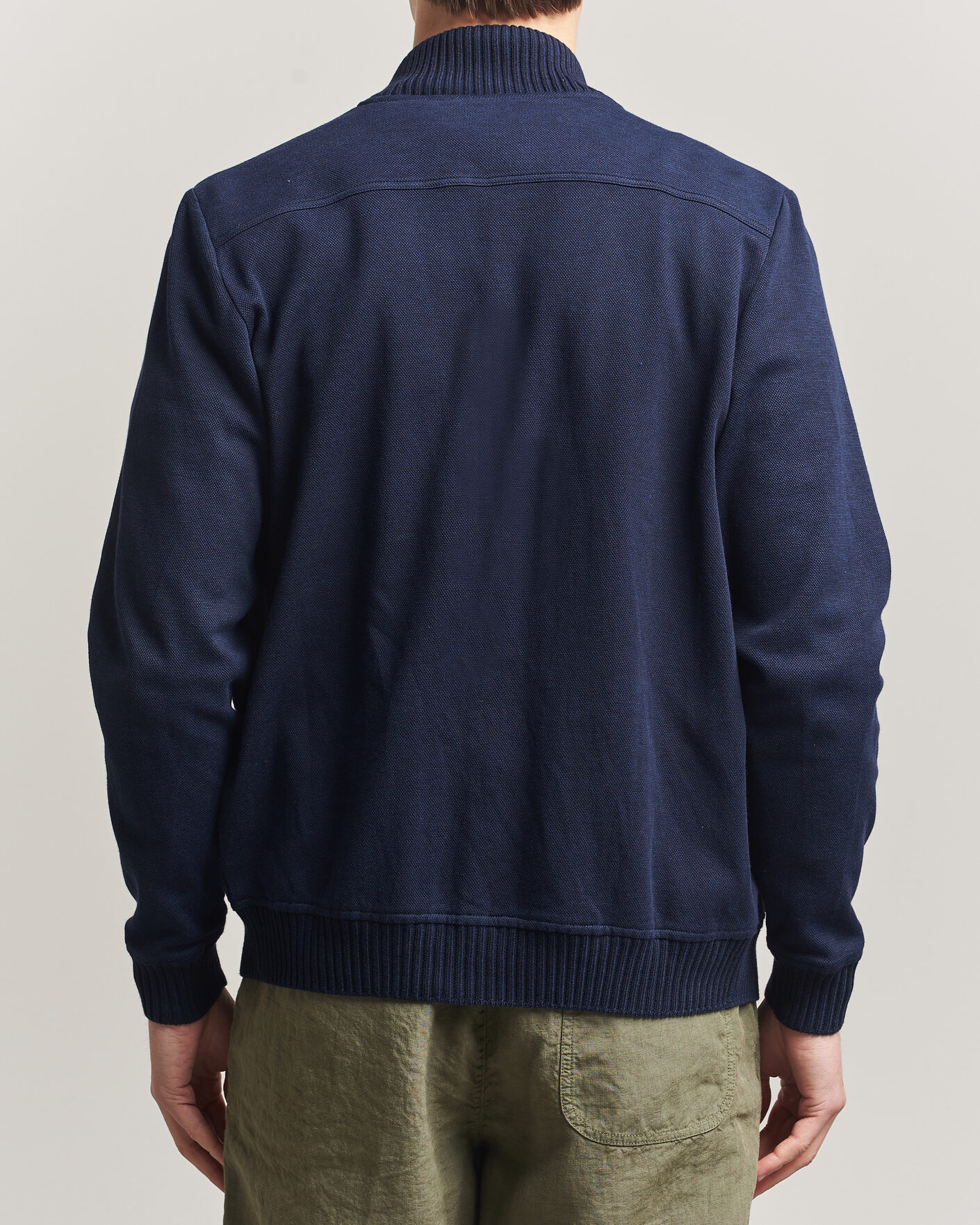 Herre | Jakker | Gran Sasso | Cotton Pocket Knitted Bomber Jacket Navy