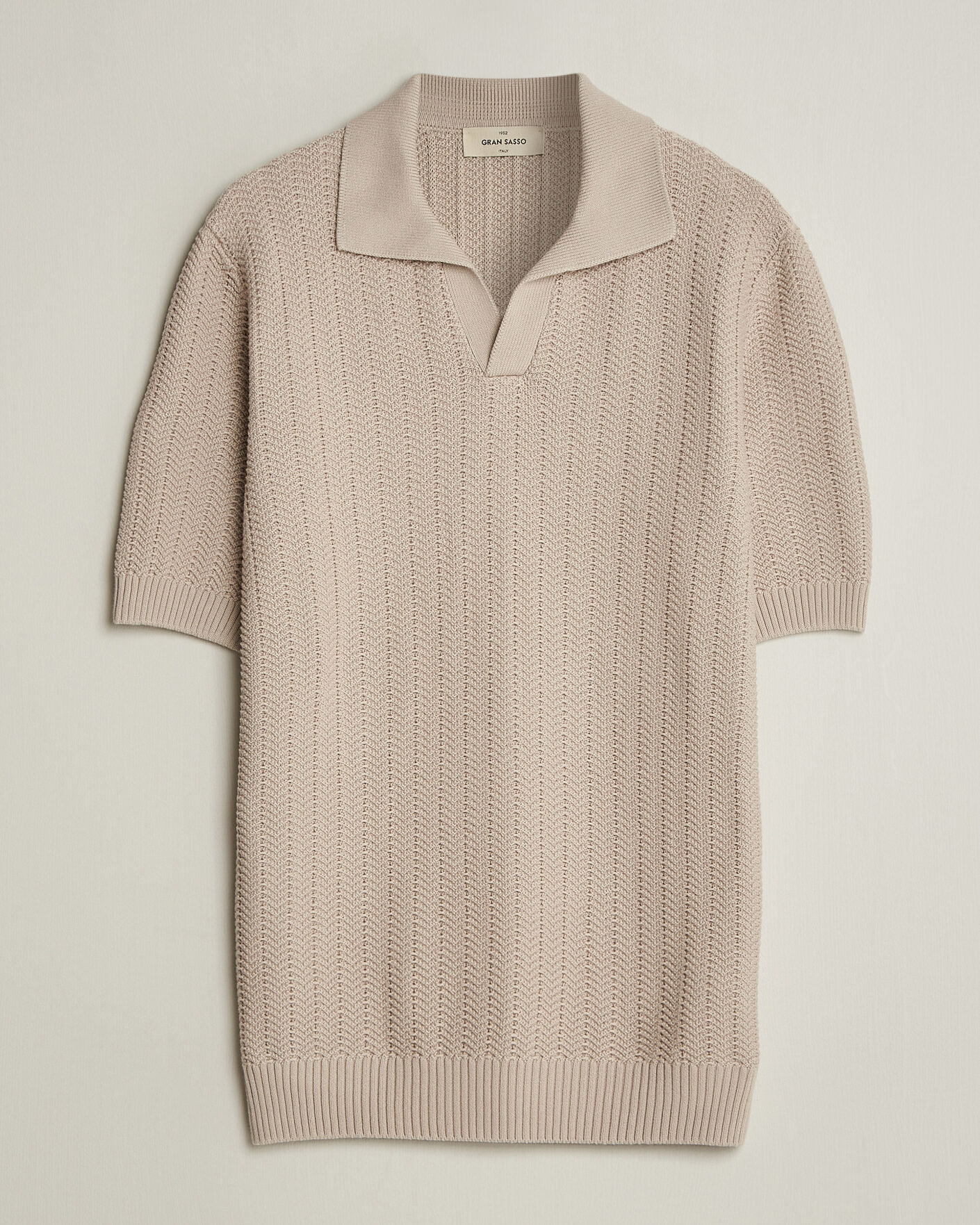 Herre | Polotrøjer | Gran Sasso | Cotton Structured Knitted Polo Beige