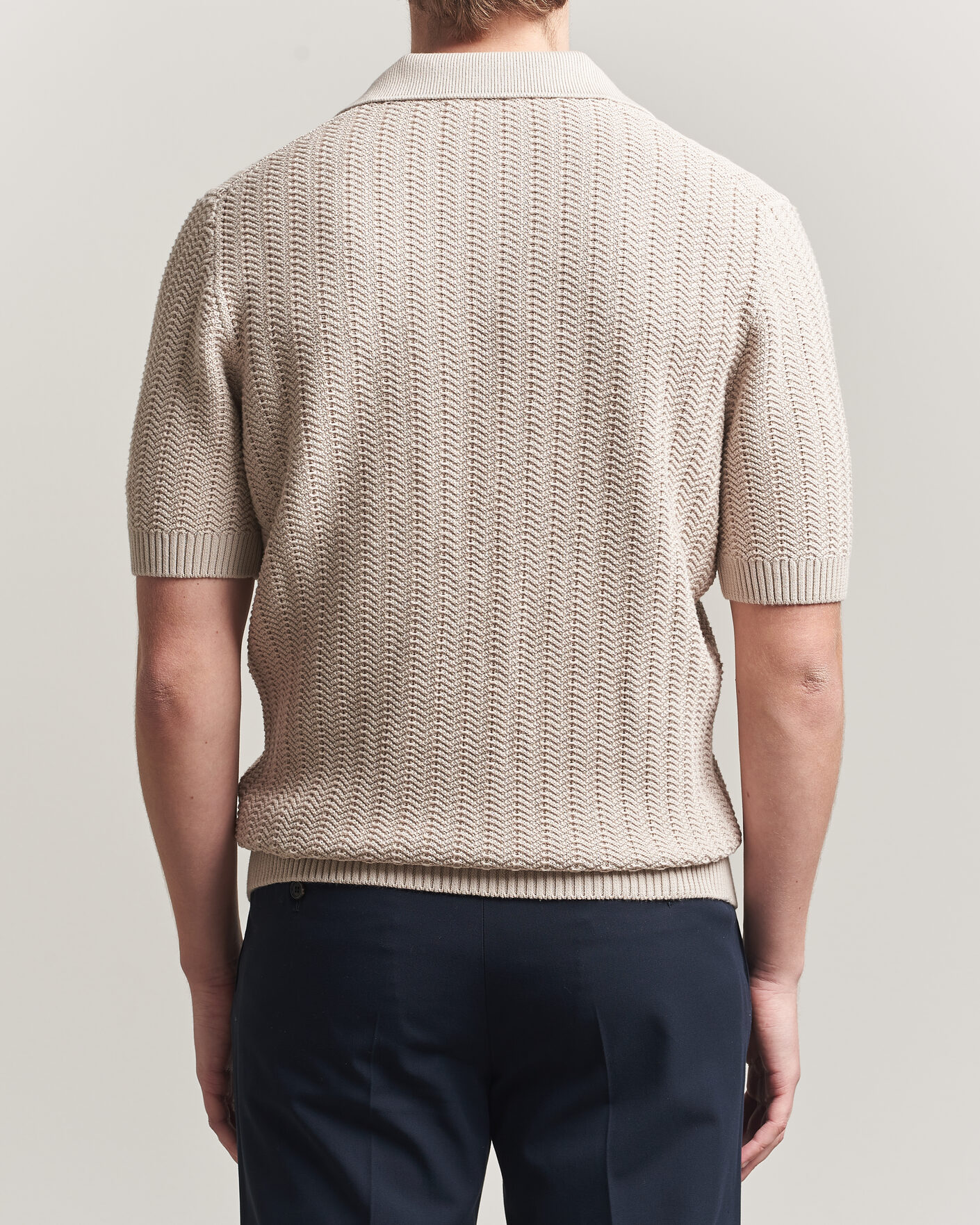 Herre | Polotrøjer | Gran Sasso | Cotton Structured Knitted Polo Beige