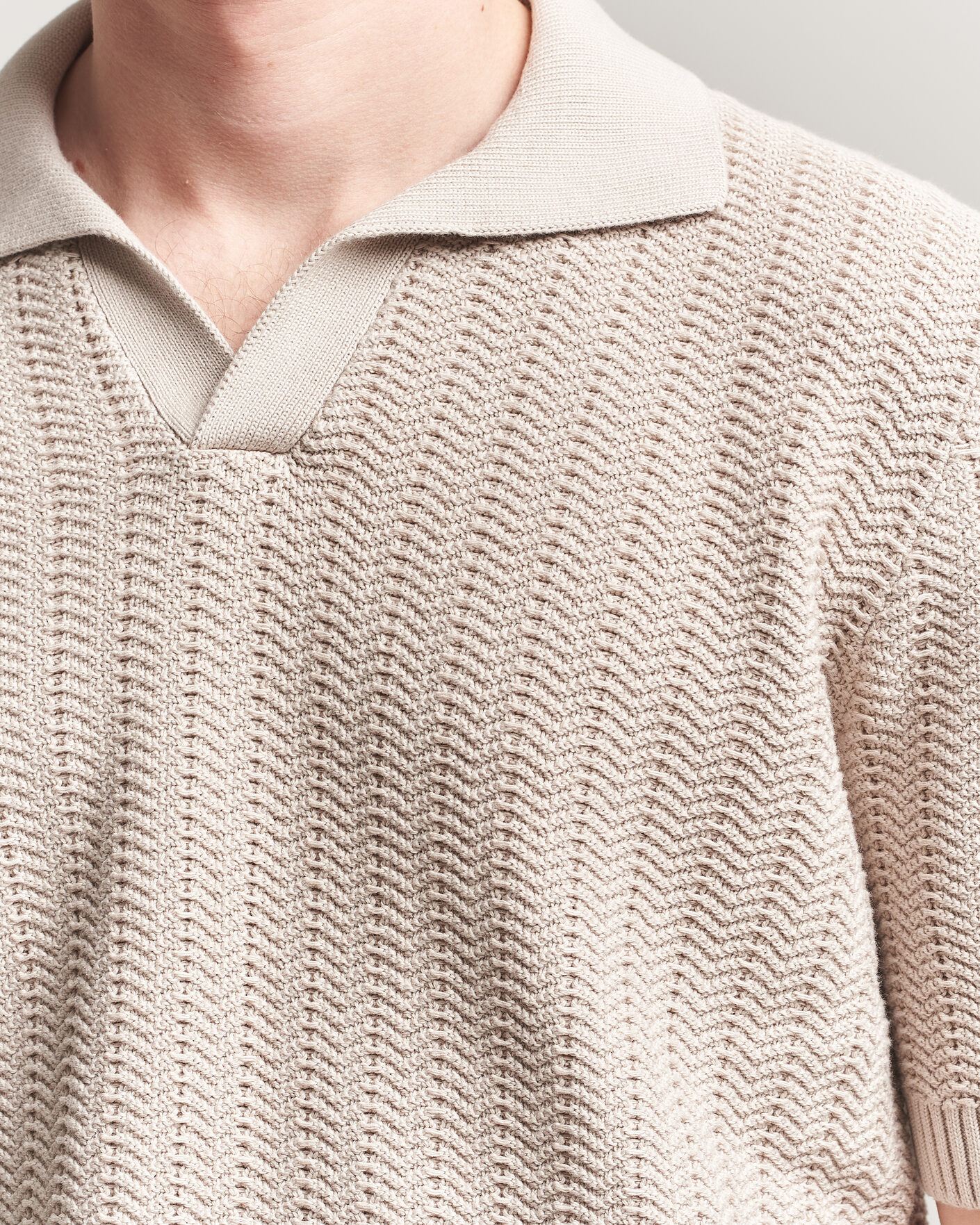 Herre | Polotrøjer | Gran Sasso | Cotton Structured Knitted Polo Beige
