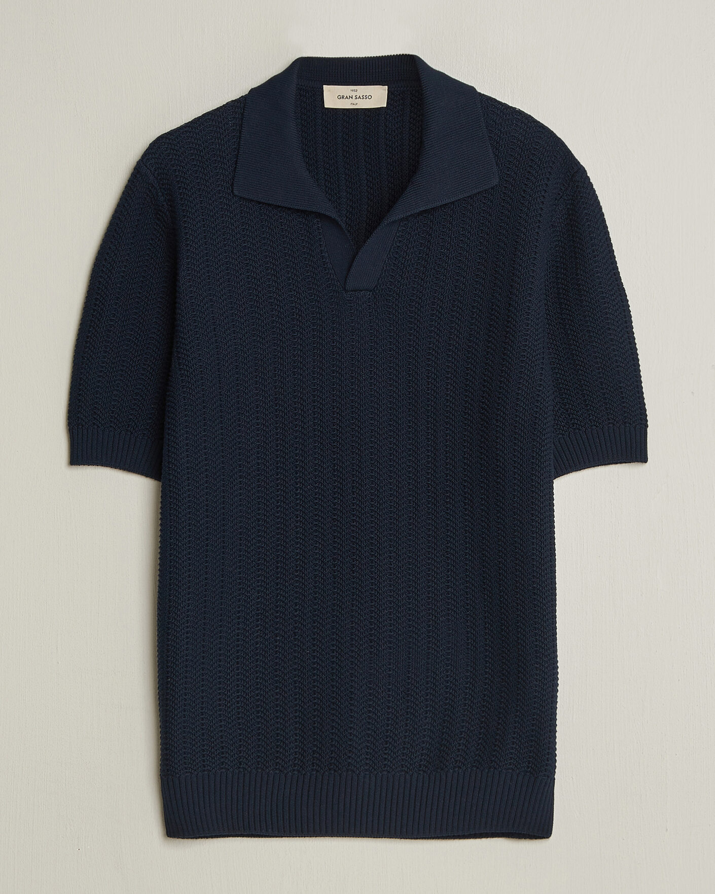 Herre | Polotrøjer | Gran Sasso | Cotton Structured Knitted Polo Navy