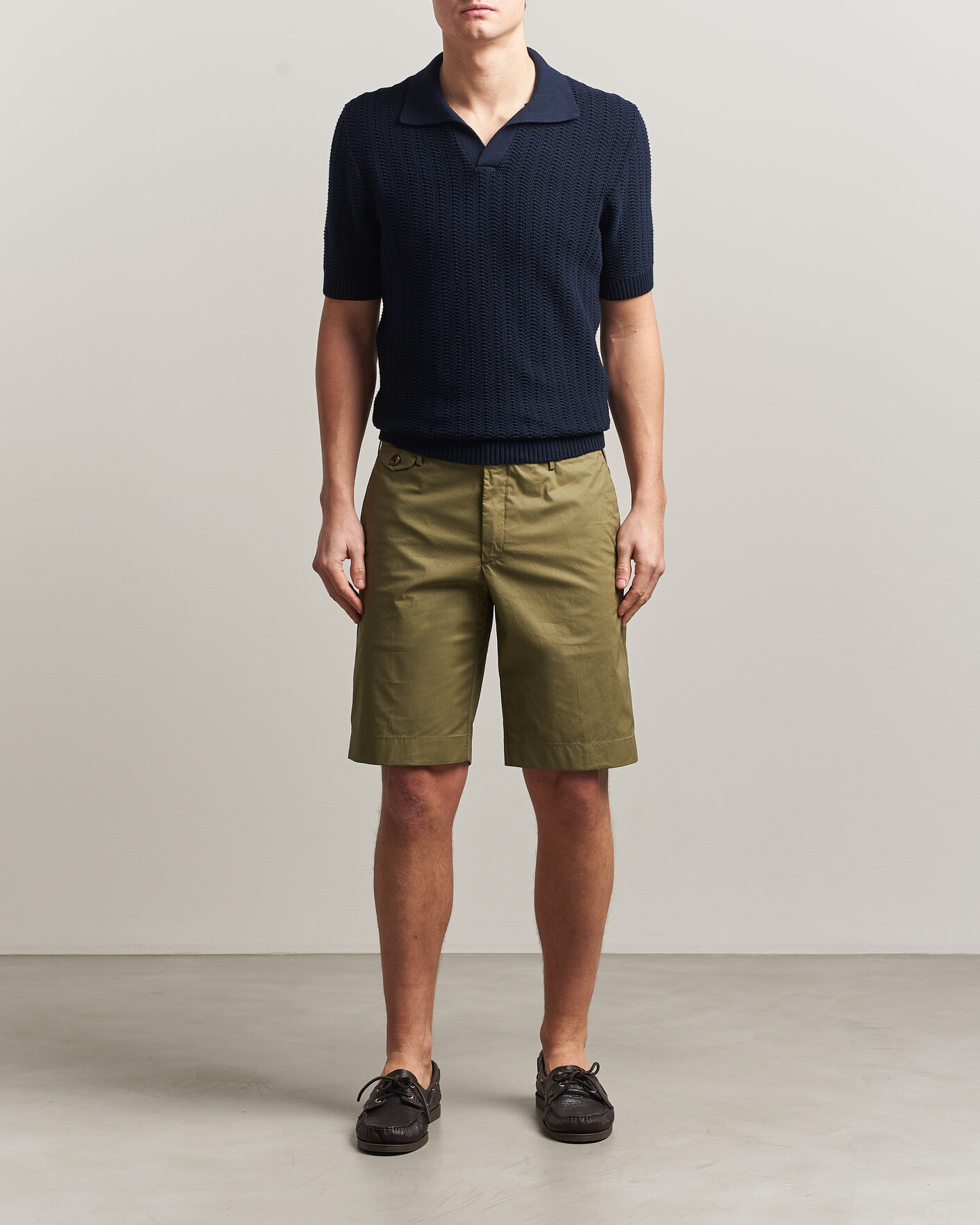 Herre | Polotrøjer | Gran Sasso | Cotton Structured Knitted Polo Navy