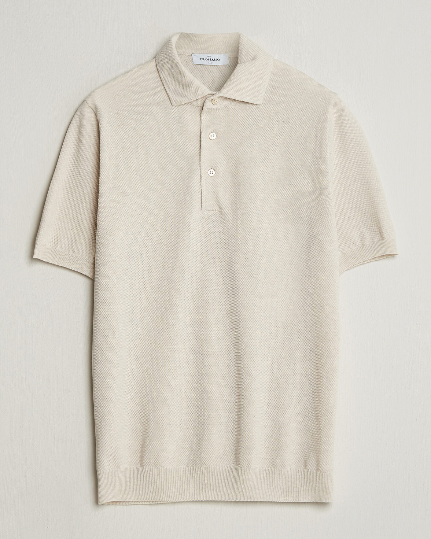 Herre | Polotrøjer | Gran Sasso | Cotton Textured Knitted Polo Light Beige