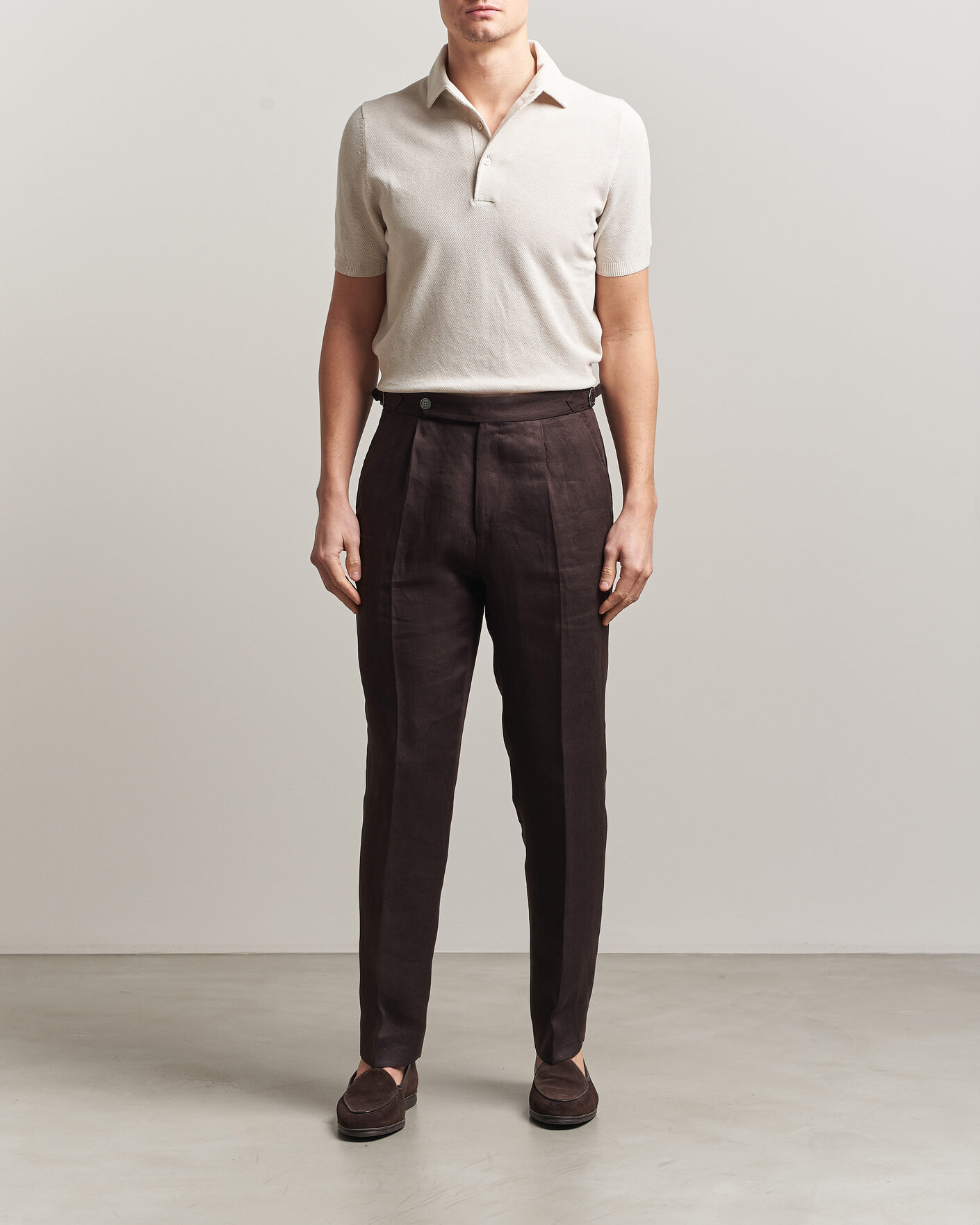 Herre | Polotrøjer | Gran Sasso | Cotton Textured Knitted Polo Light Beige