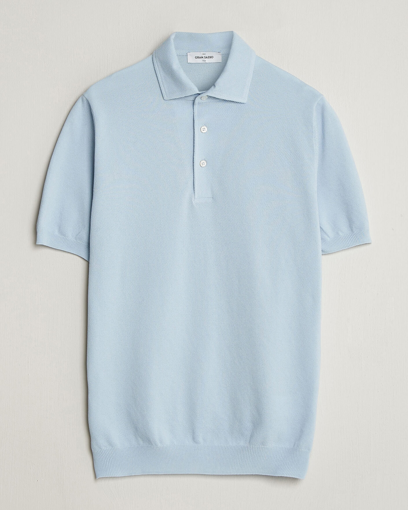 Herre | Polotrøjer | Gran Sasso | Cotton Textured Knitted Polo Light Blue