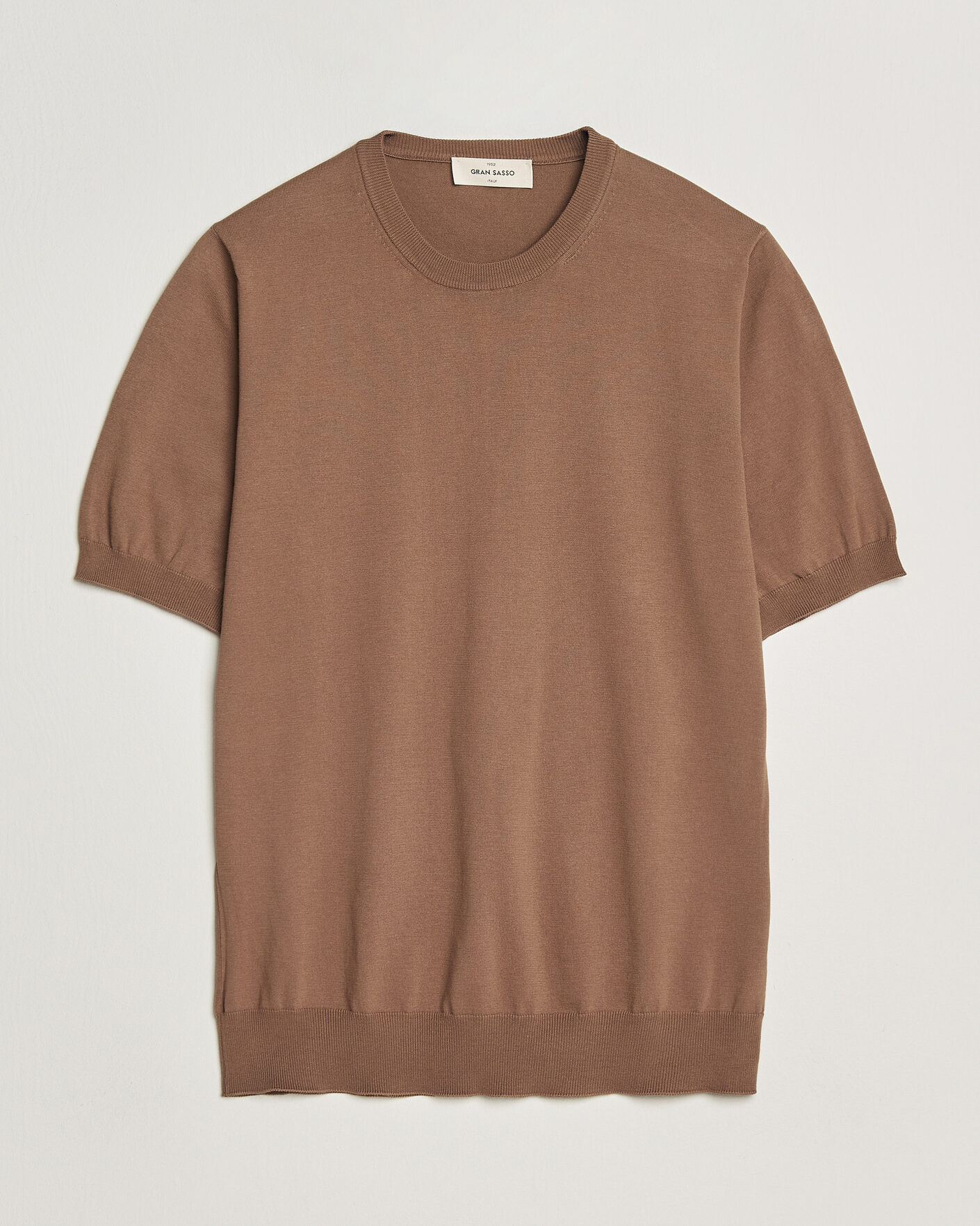 Herre | T-Shirts | Gran Sasso | Cotton Knitted Crew Neck T-Shirt Brown