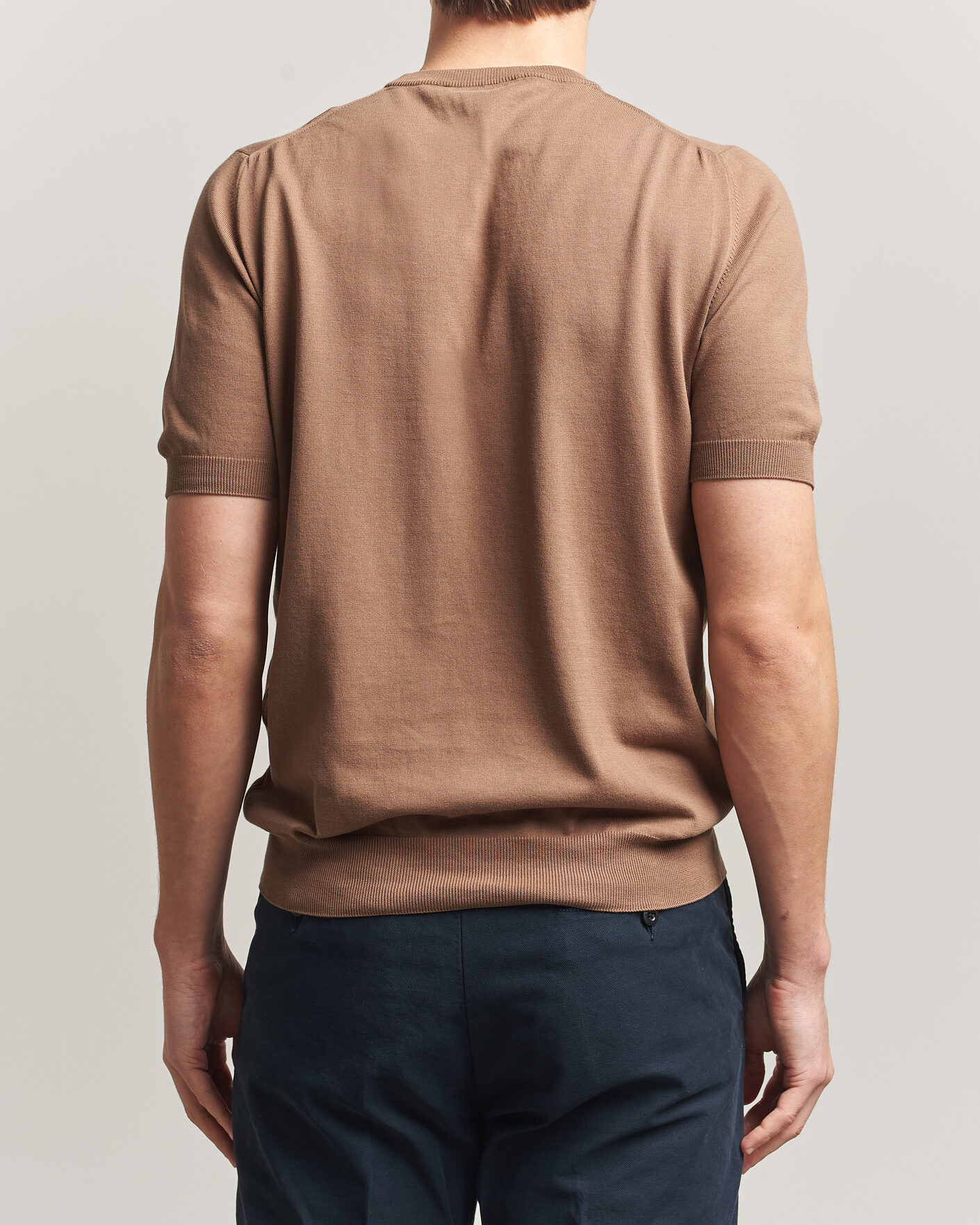 Herre | T-Shirts | Gran Sasso | Cotton Knitted Crew Neck T-Shirt Brown