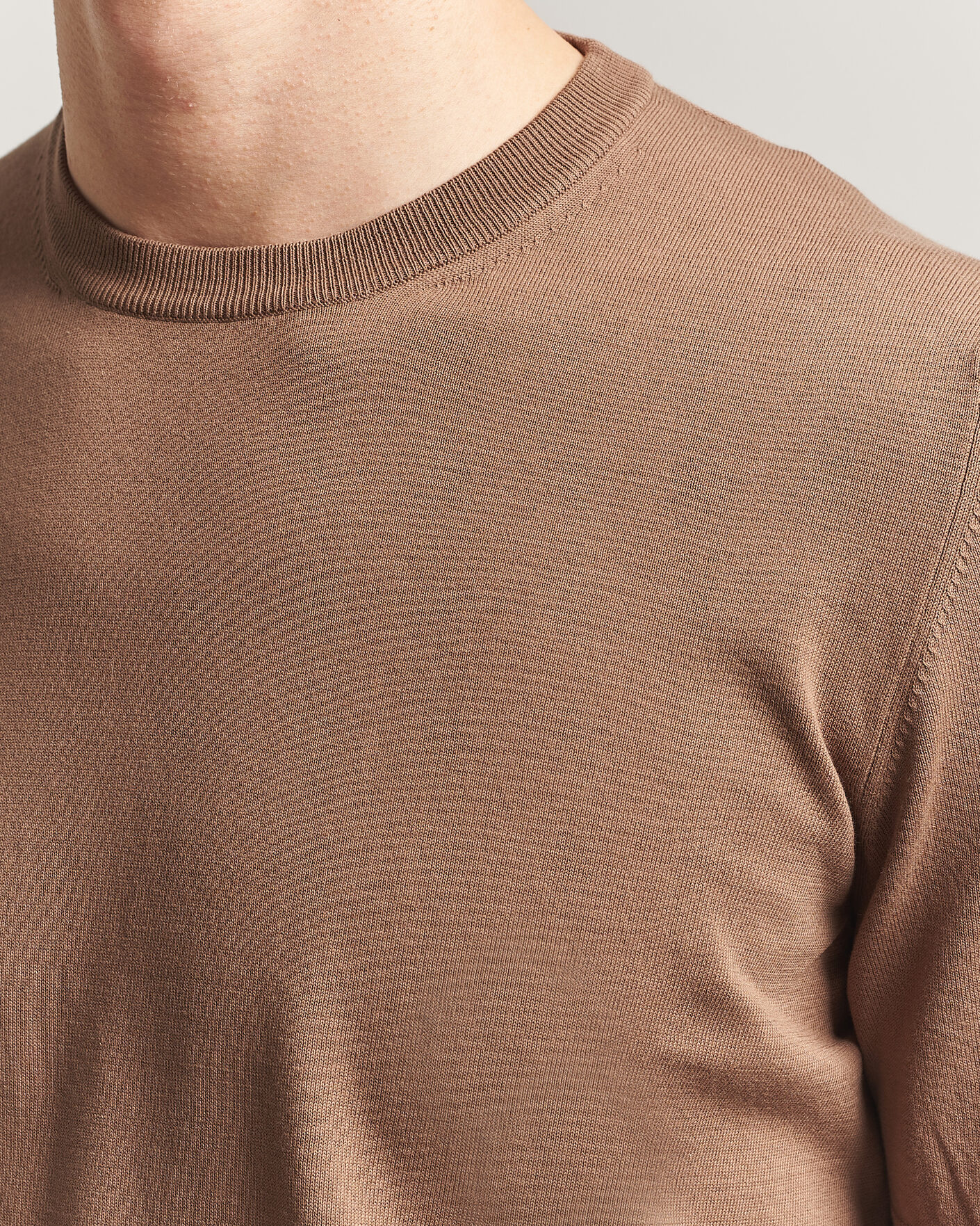Herre | T-Shirts | Gran Sasso | Cotton Knitted Crew Neck T-Shirt Brown