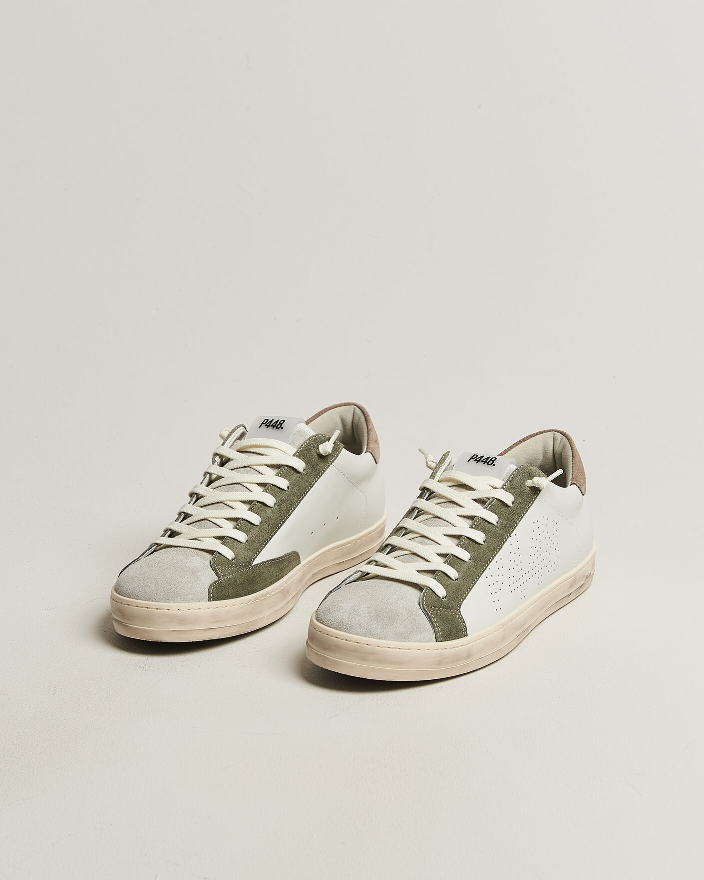 Herre | Sneakers | P448 | John Leather/Suede Sneaker White/Olive/Grey