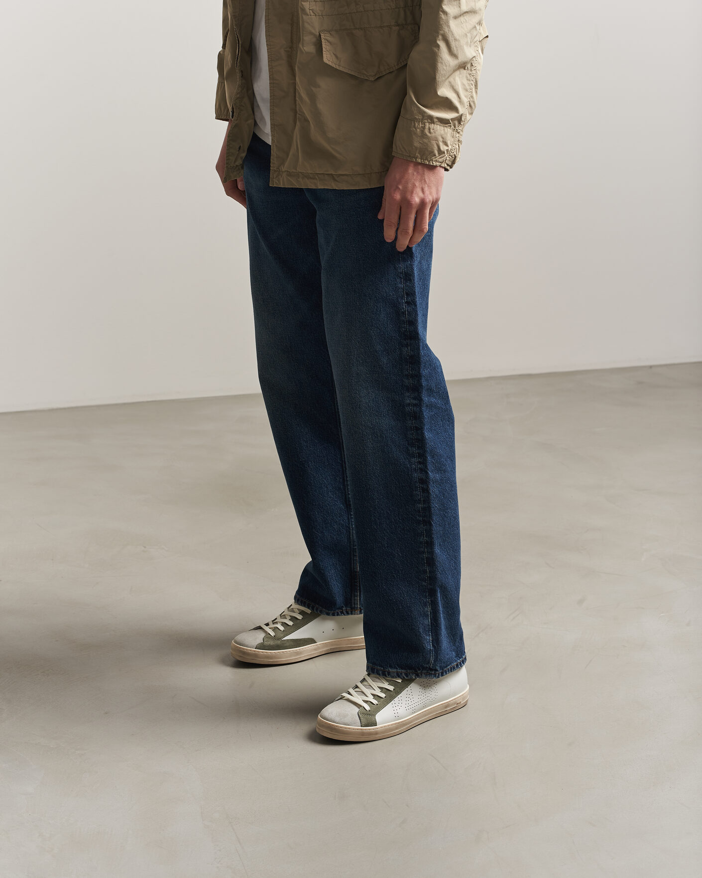 Herre | P448 John Leather/Suede Sneaker White/Olive/Grey | P448 | John Leather/Suede Sneaker White/Olive/Grey