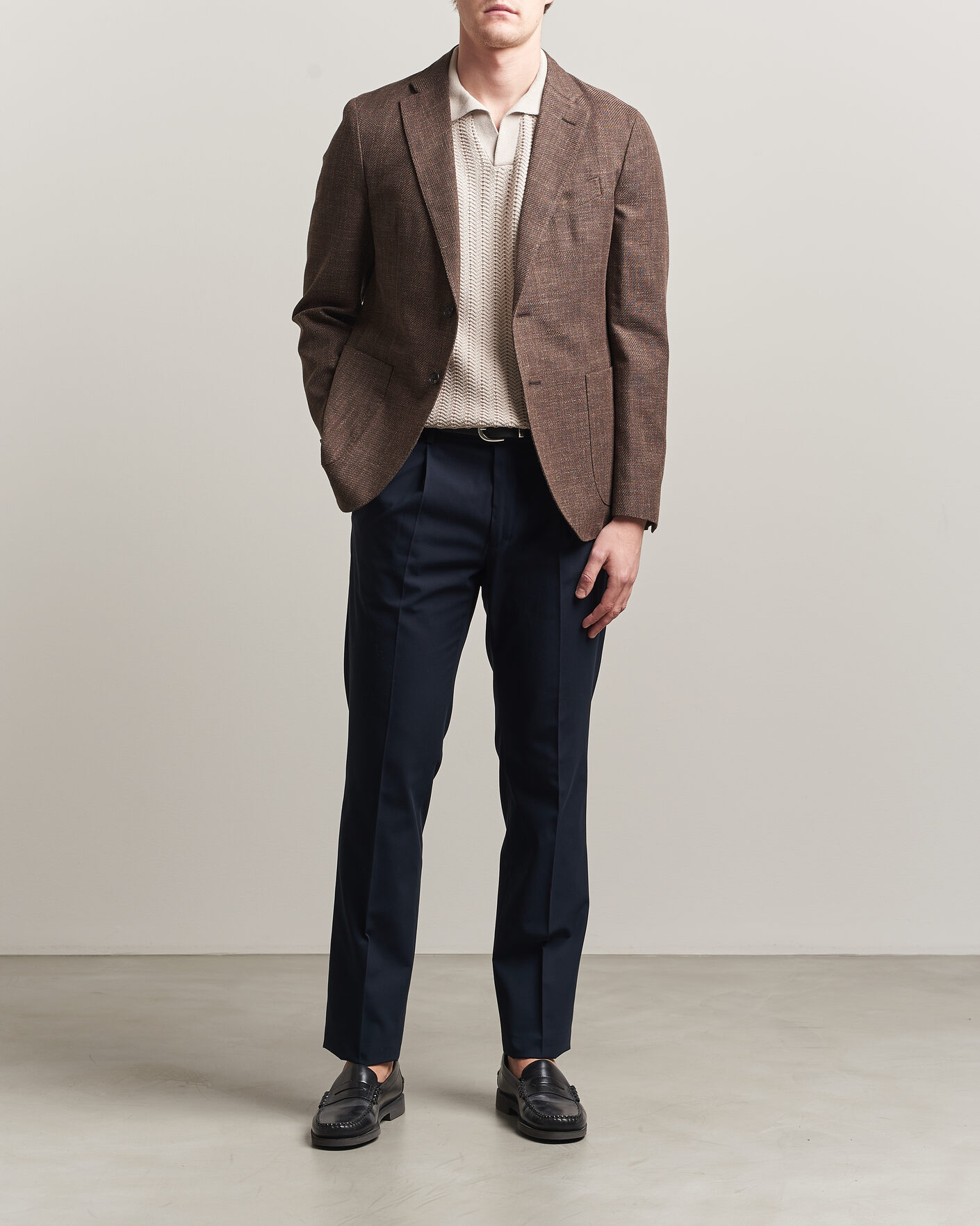 Herre | Blazere & jakker | Incotex | Structured Cotton Blazer Dark Brown