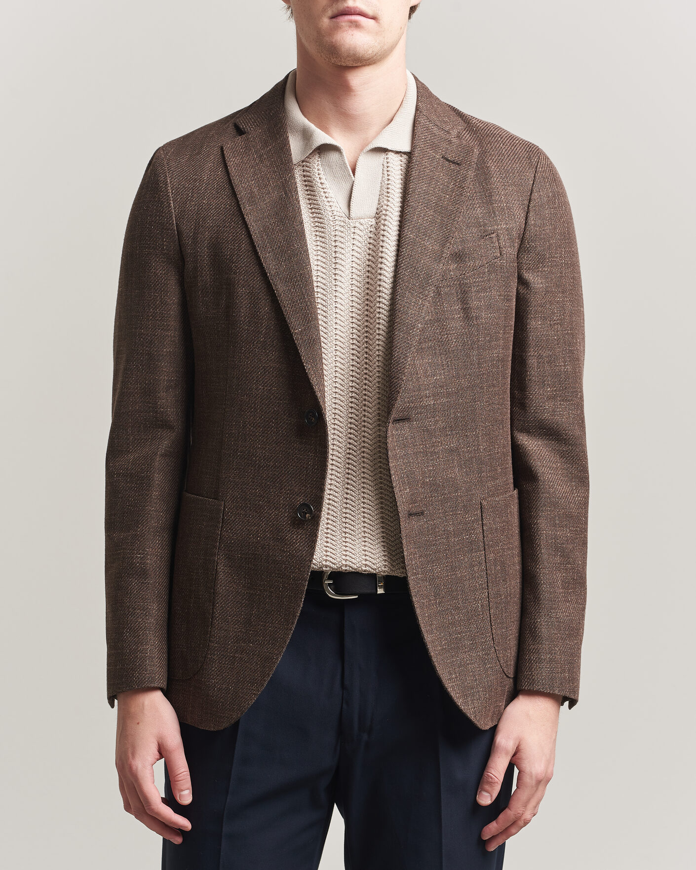 Herre | Blazere & jakker | Incotex | Structured Cotton Blazer Dark Brown
