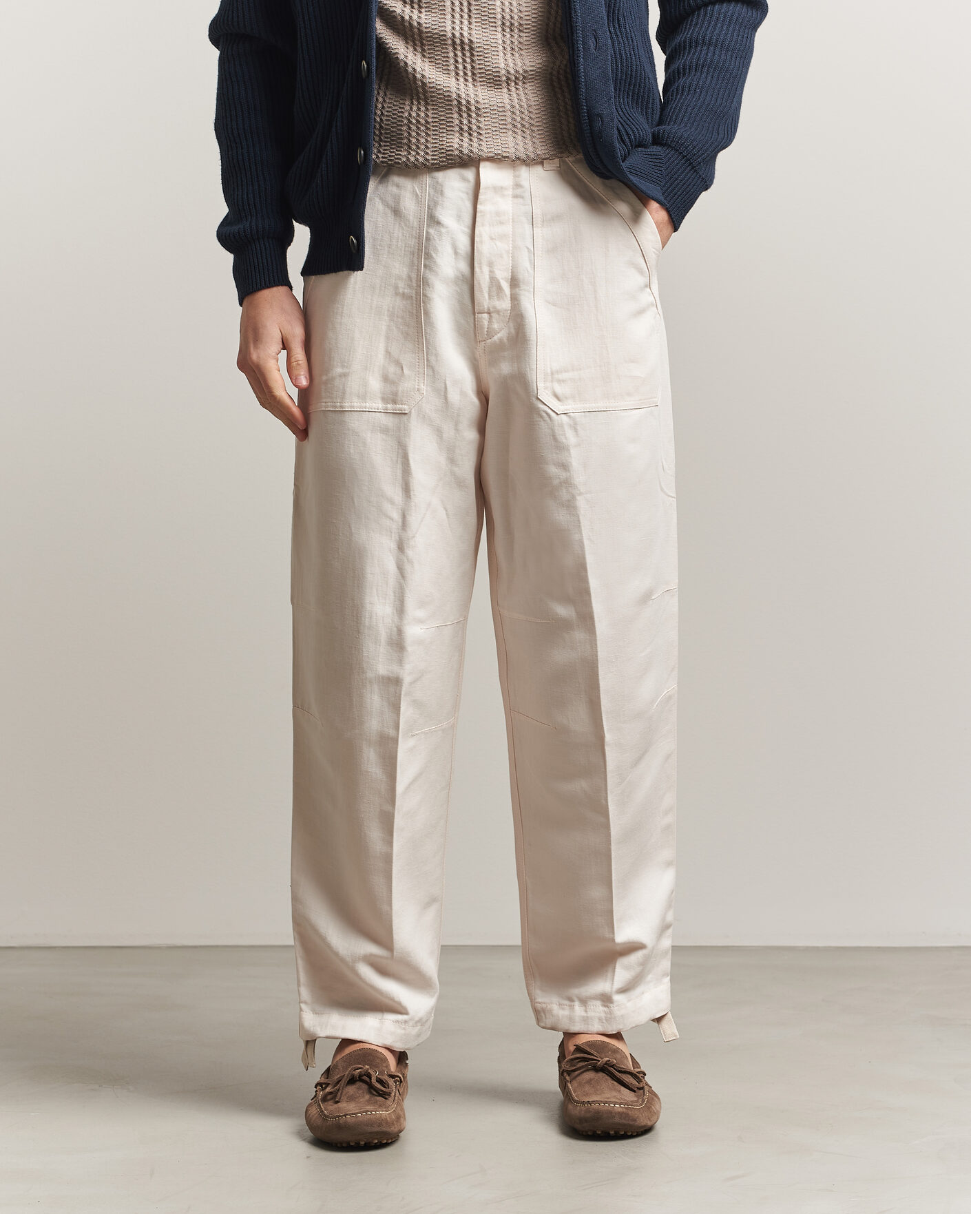 Herre | Bukser | Brunello Cucinelli | Linen Casual Pants Off White