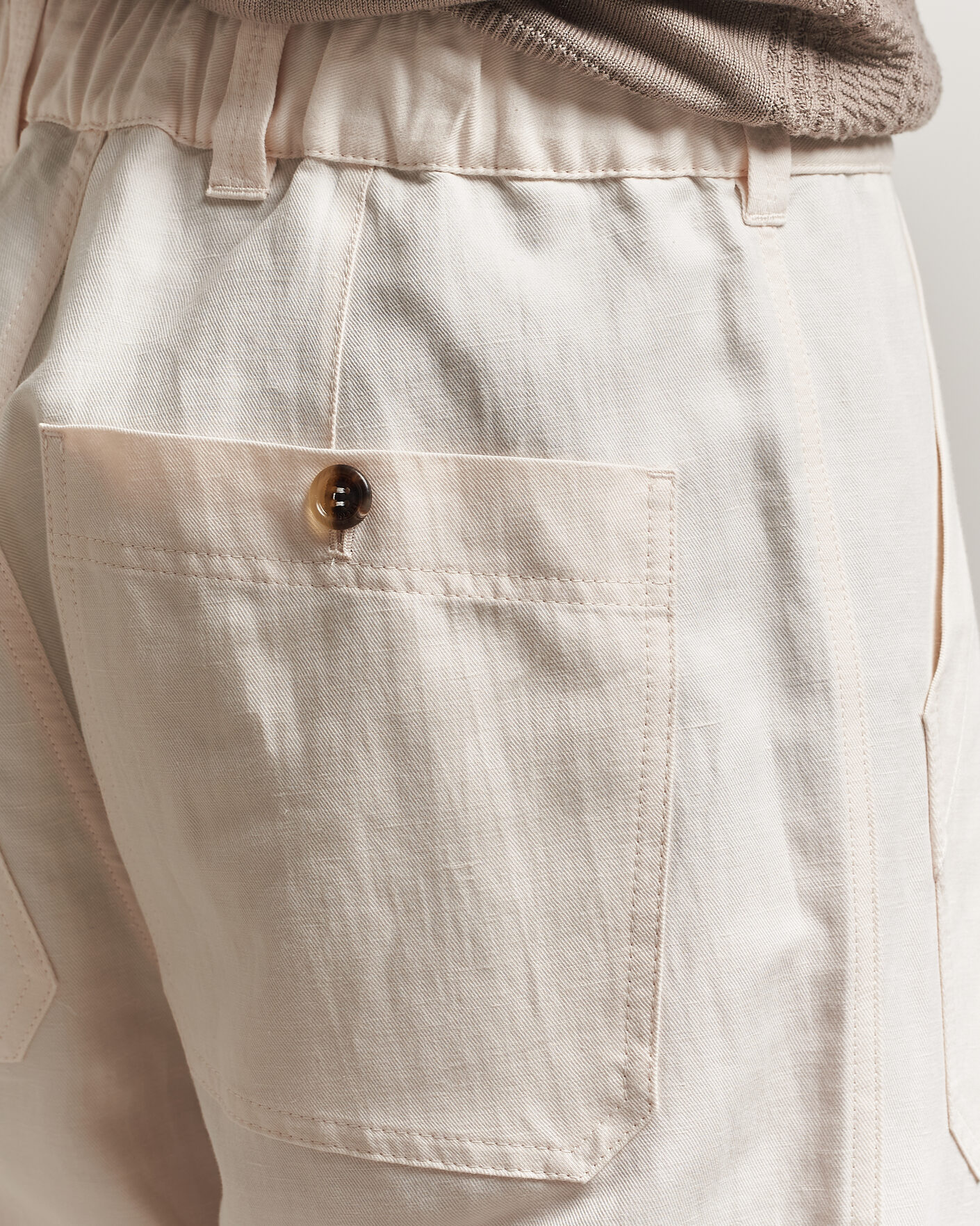 Herre | Bukser | Brunello Cucinelli | Linen Casual Pants Off White