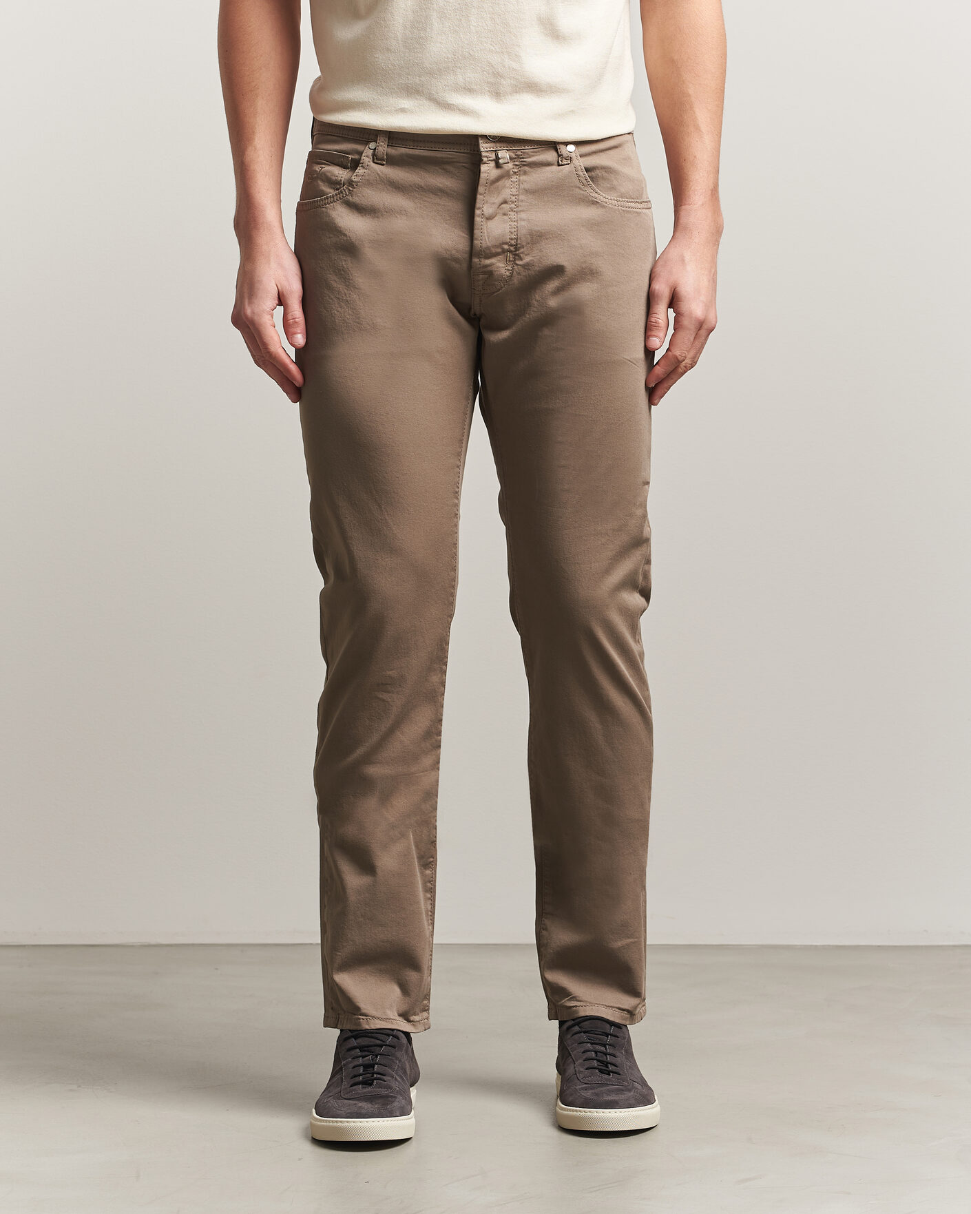 Herre | Bukser | Jacob Cohën | Bard Garment Dyed Gabardine Trousers Khaki Beige