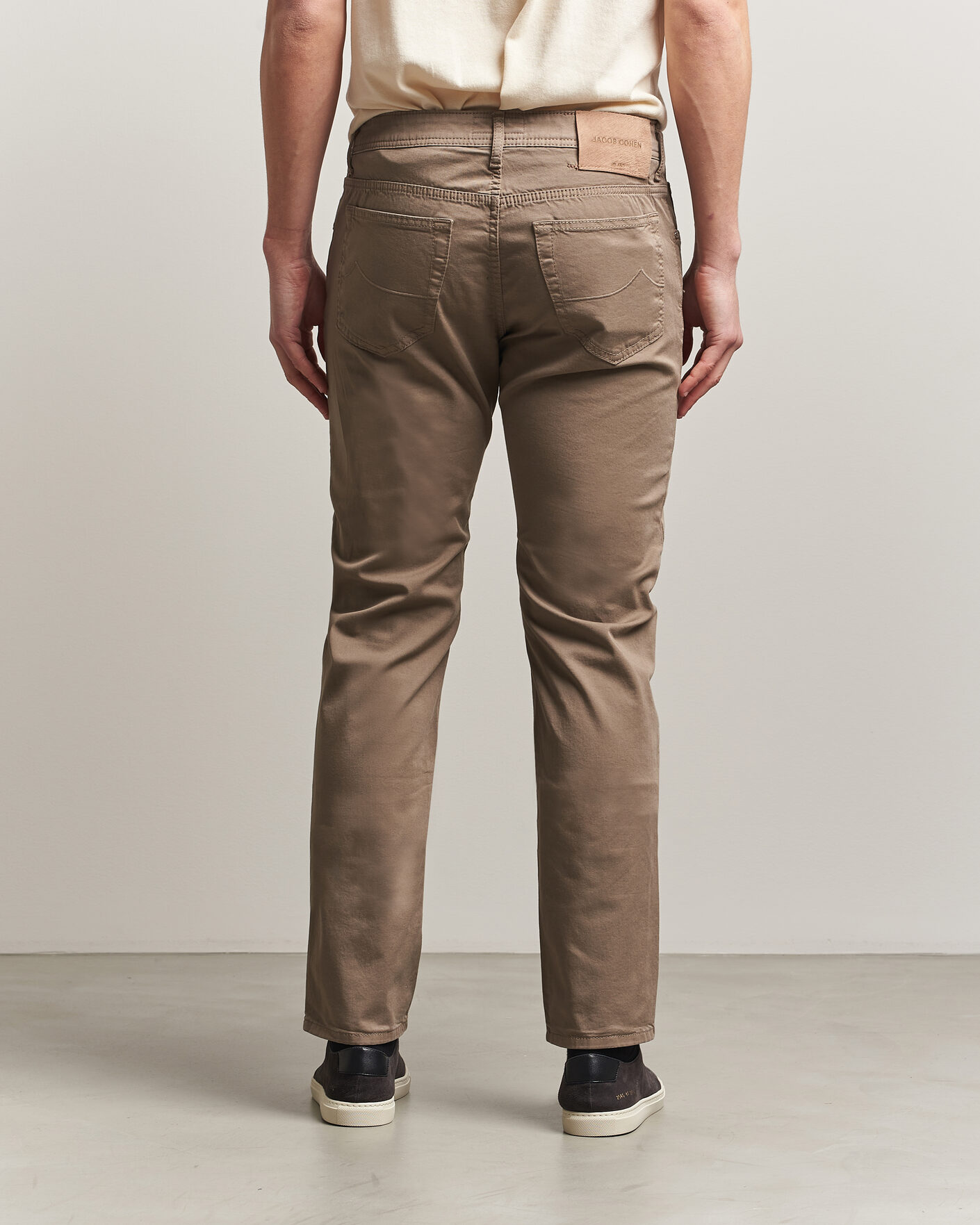 Herre | Bukser | Jacob Cohën | Bard Garment Dyed Gabardine Trousers Khaki Beige