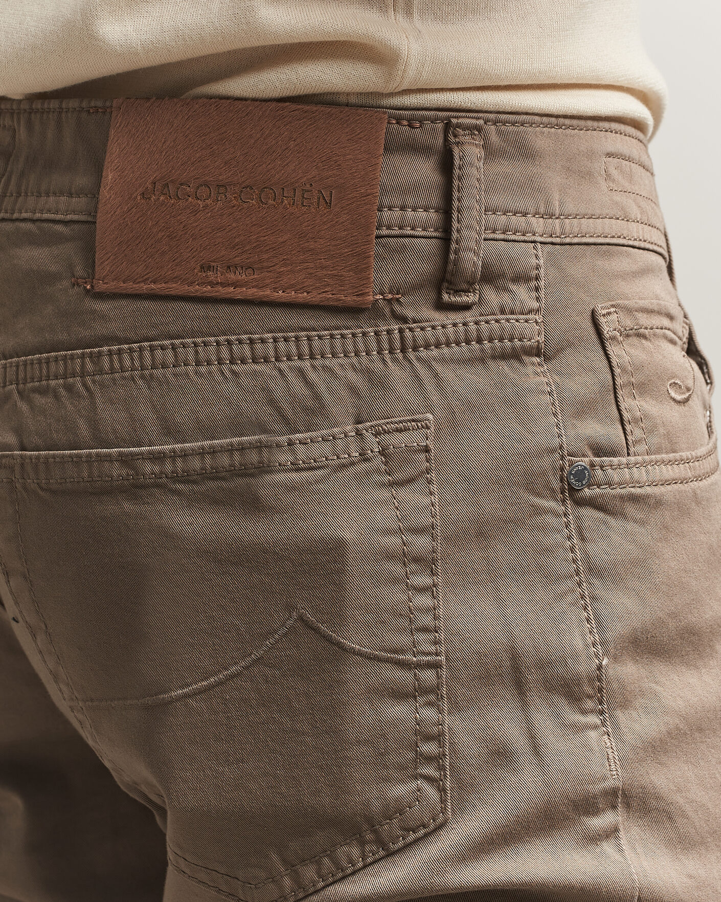 Herre | Bukser | Jacob Cohën | Bard Garment Dyed Gabardine Trousers Khaki Beige