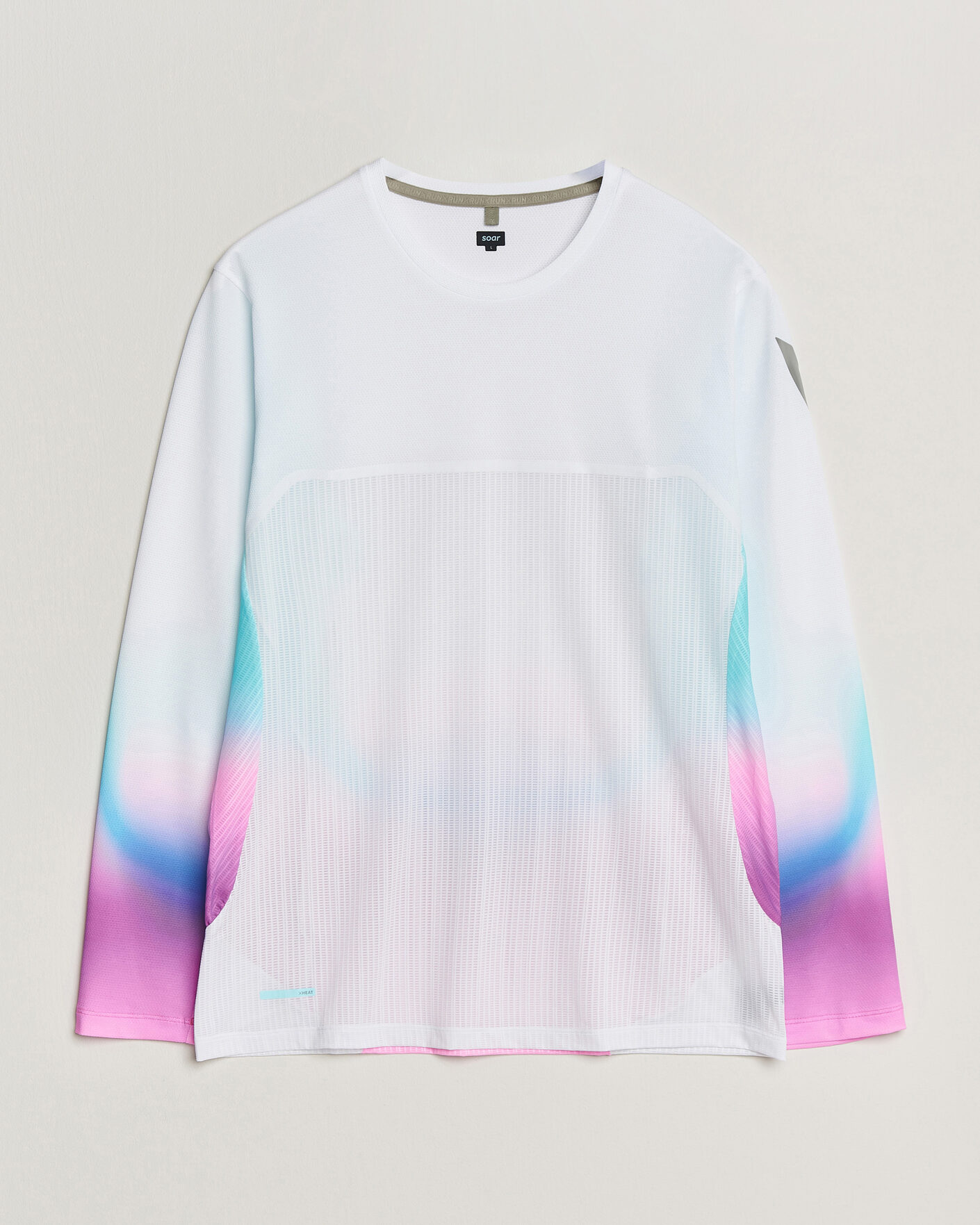 Herre | T-Shirts | SOAR Running | Hot Weather Long Sleeve Tee White/Blue