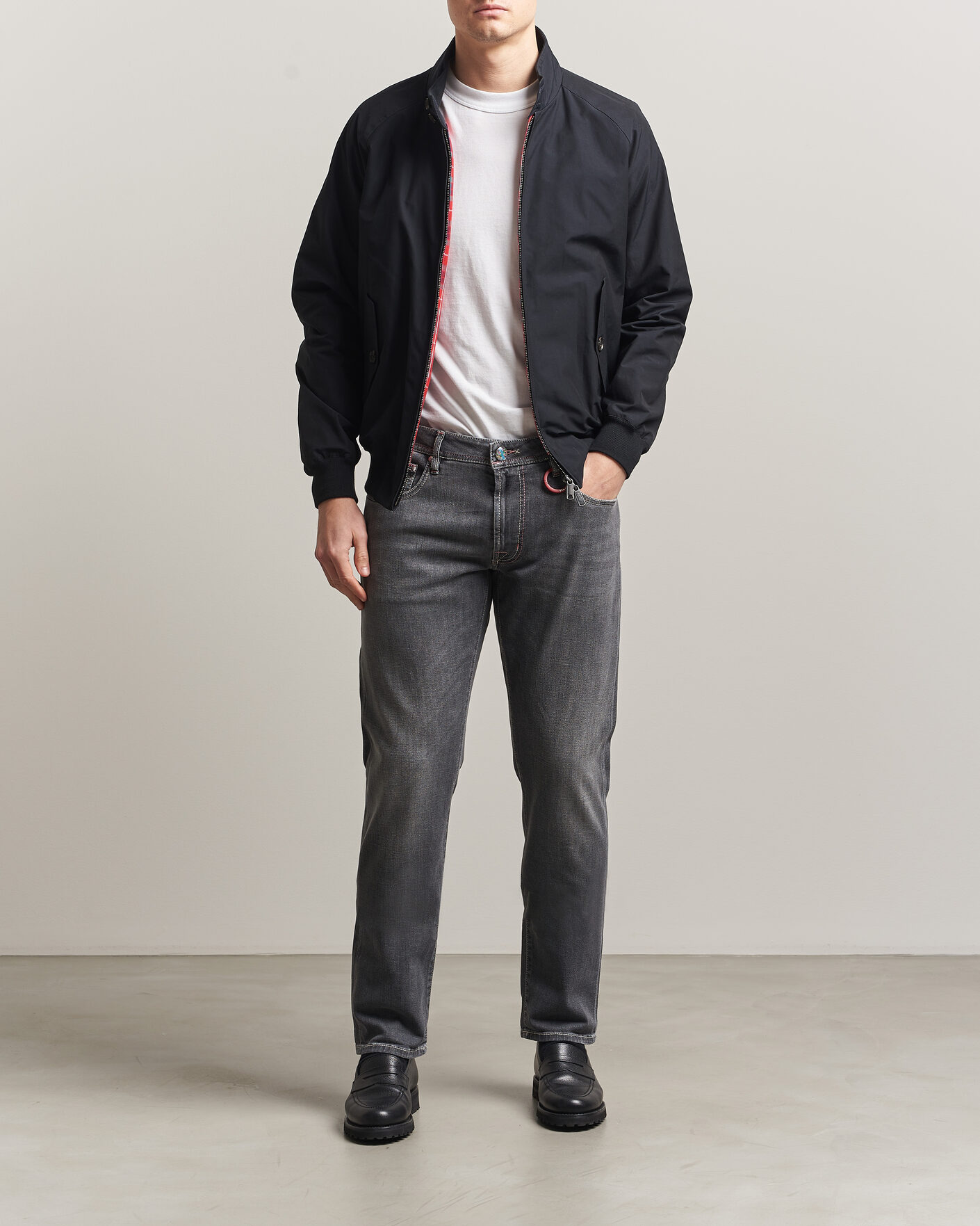 Herre | Jeans | Tramarossa | Michelangelo Contrast Seam Stretch Jeans Dark Grey