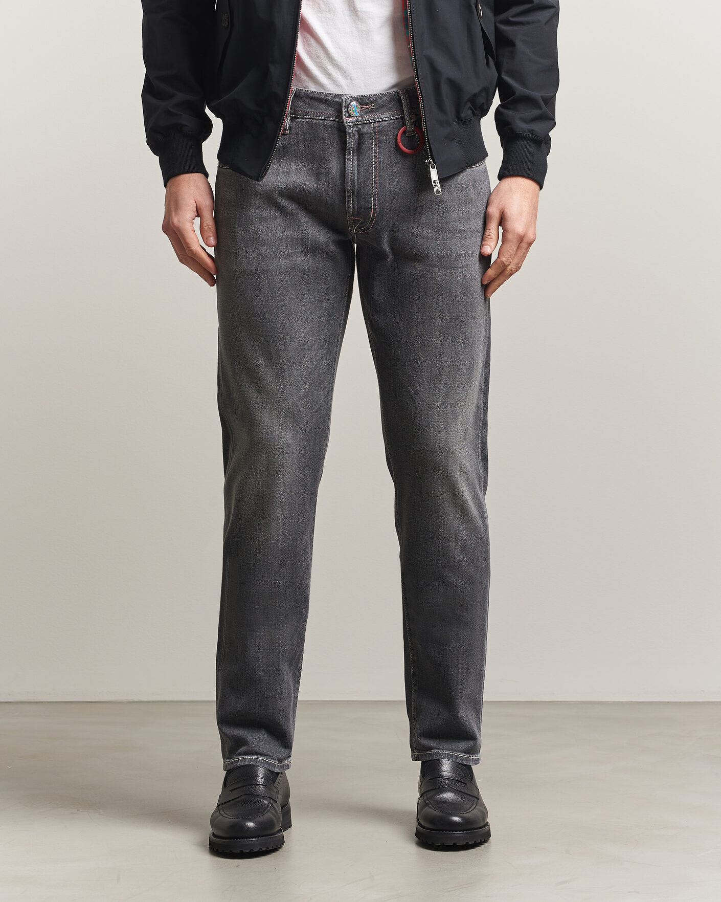Herre | Jeans | Tramarossa | Michelangelo Contrast Seam Stretch Jeans Dark Grey