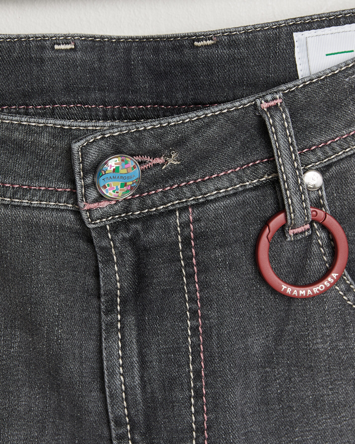 Herre | Jeans | Tramarossa | Michelangelo Contrast Seam Stretch Jeans Dark Grey