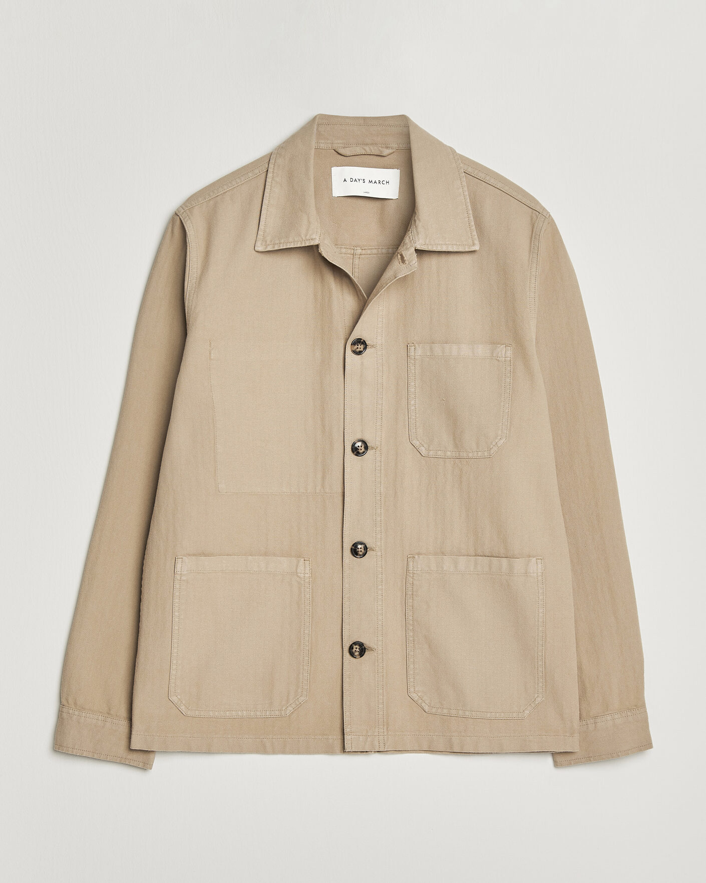 Herre | Skjorter | A Day's March | Original Herringbone Overshirt Desert Taupe