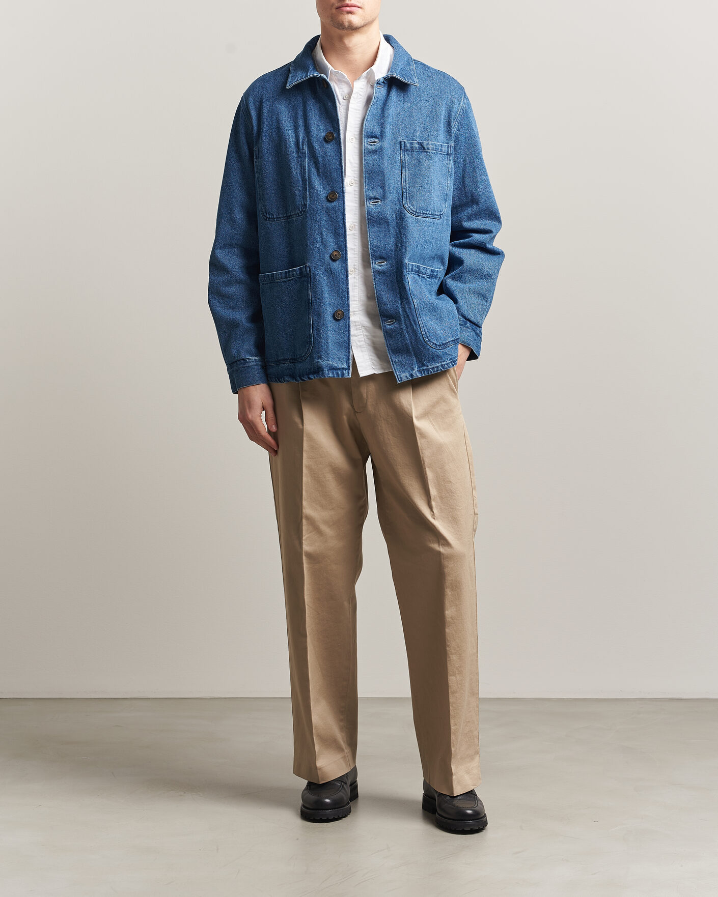 Herre | Skjorter | A Day's March | Algot Denim Overshirt Washed Blue