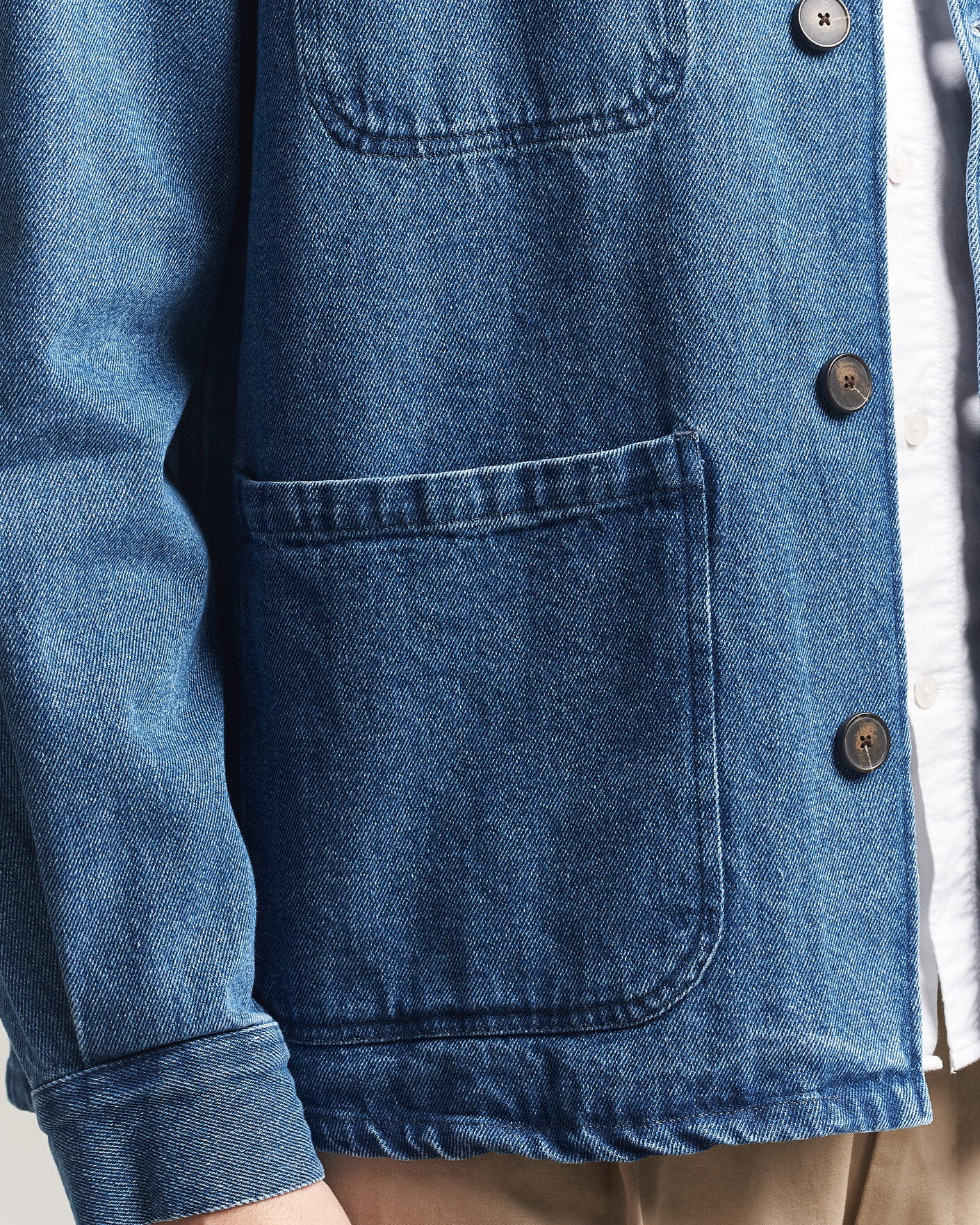 Herre | Skjorter | A Day's March | Algot Denim Overshirt Washed Blue