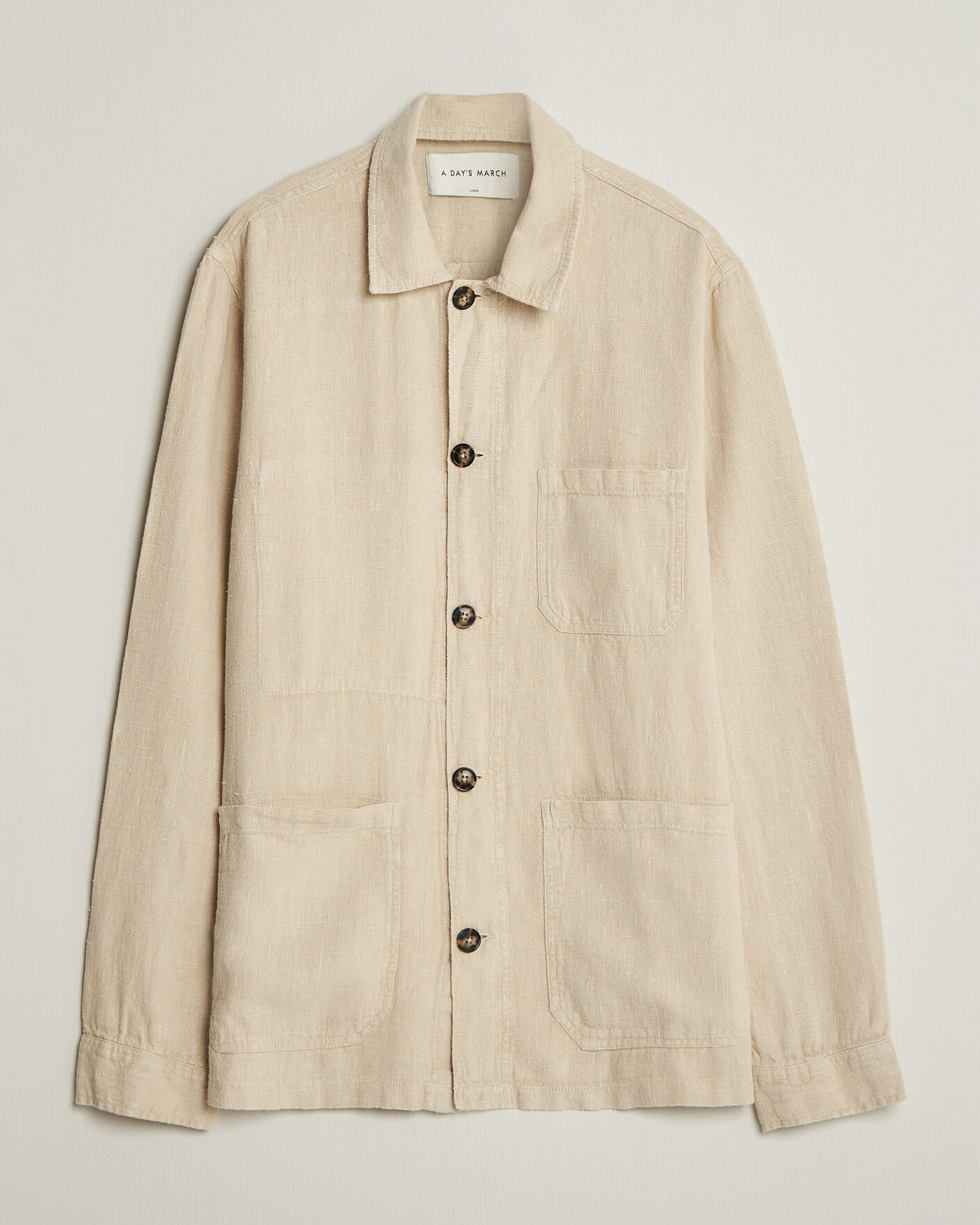 Herre | Skjorter | A Day's March | Original Linen Overshirt Oyster