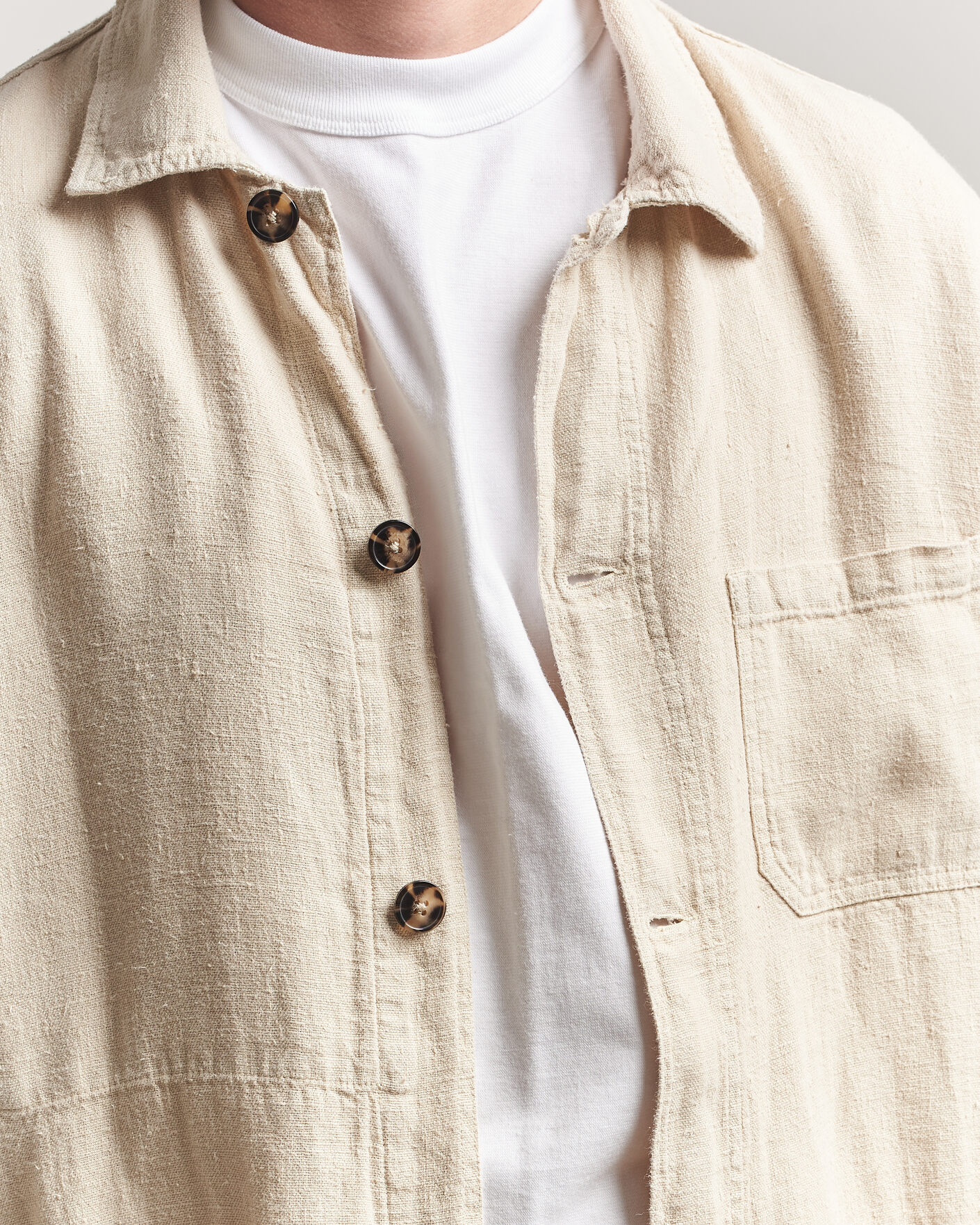 Herre | Skjorter | A Day's March | Original Linen Overshirt Oyster