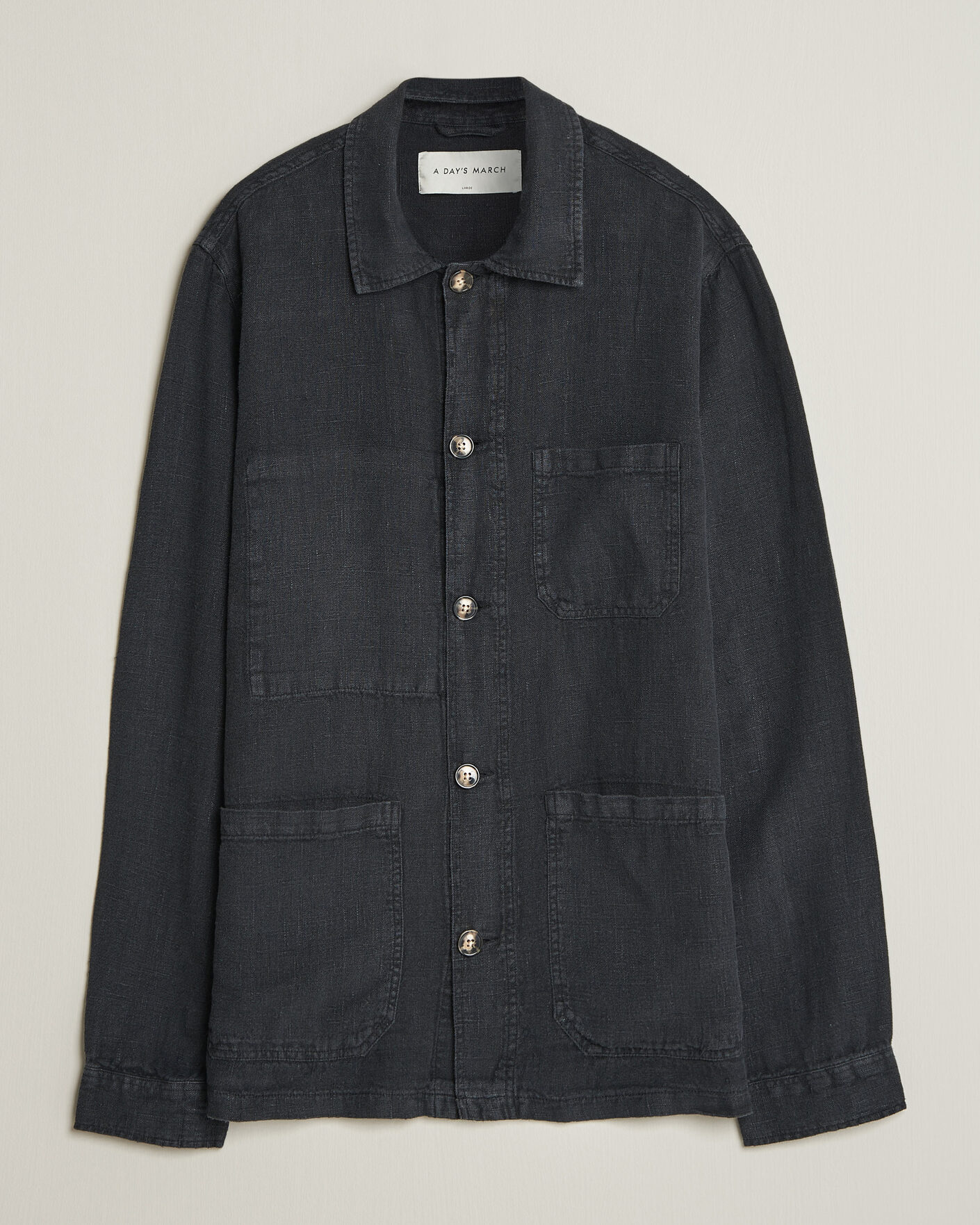 Herre | Skjorter | A Day's March | Original Linen Overshirt Black