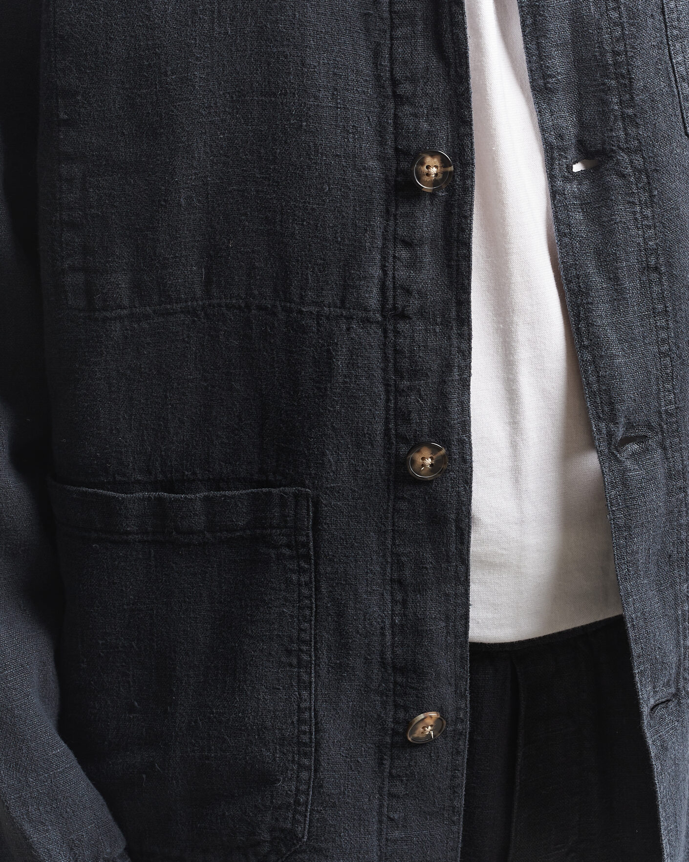 Herre | Skjorter | A Day's March | Original Linen Overshirt Black