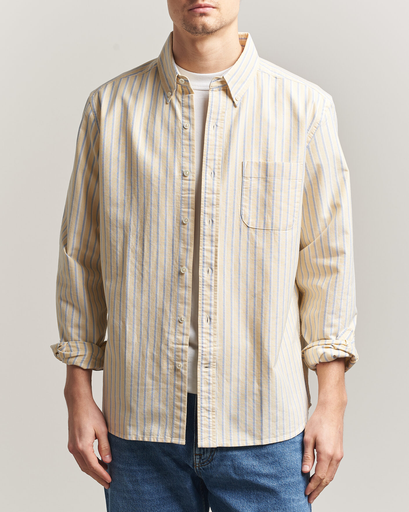 Herre | Skjorter | A Day's March | Original Oxford Shirt Yellow Multi
